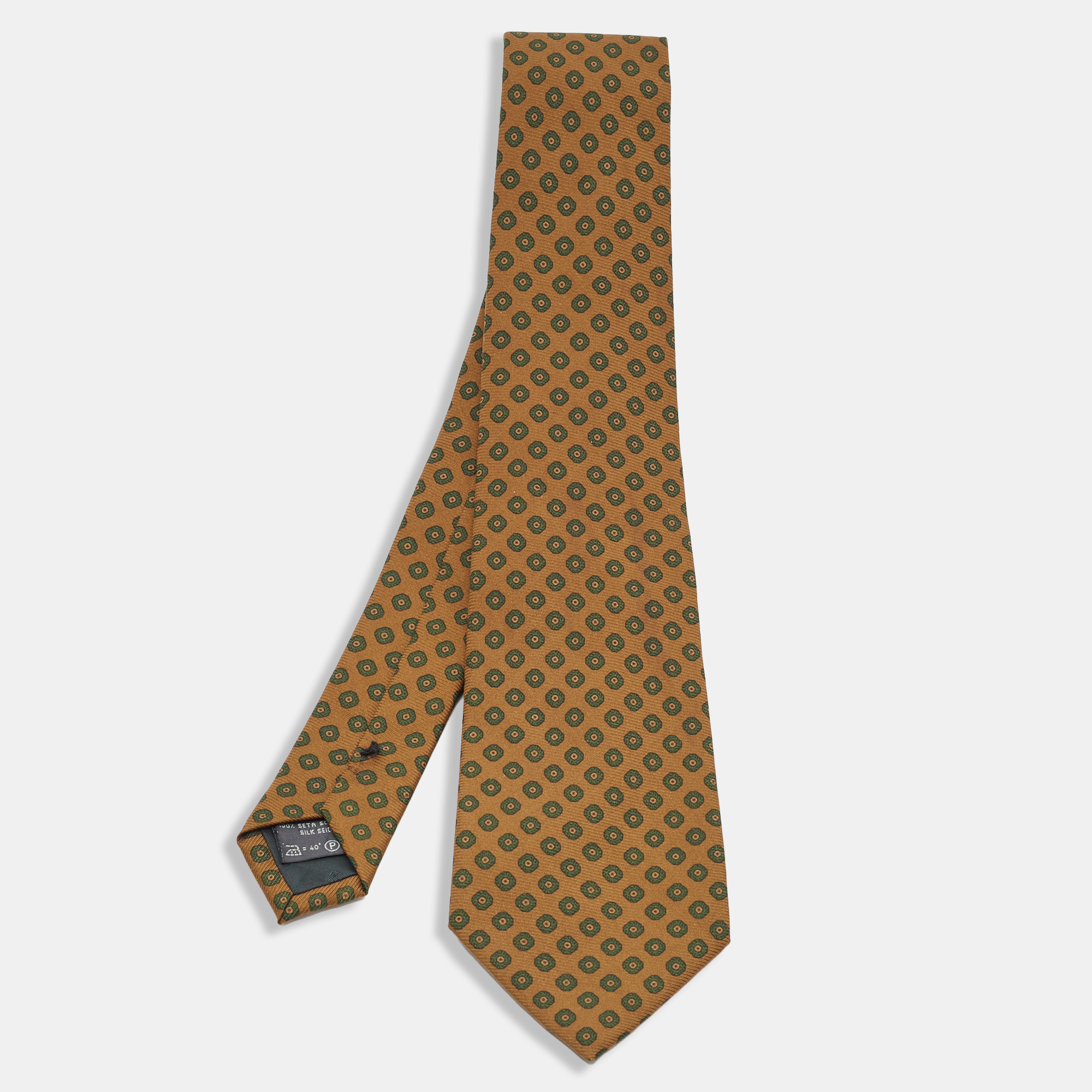 

Ermenegildo Zegna Vintage Brown Printed Silk Tie