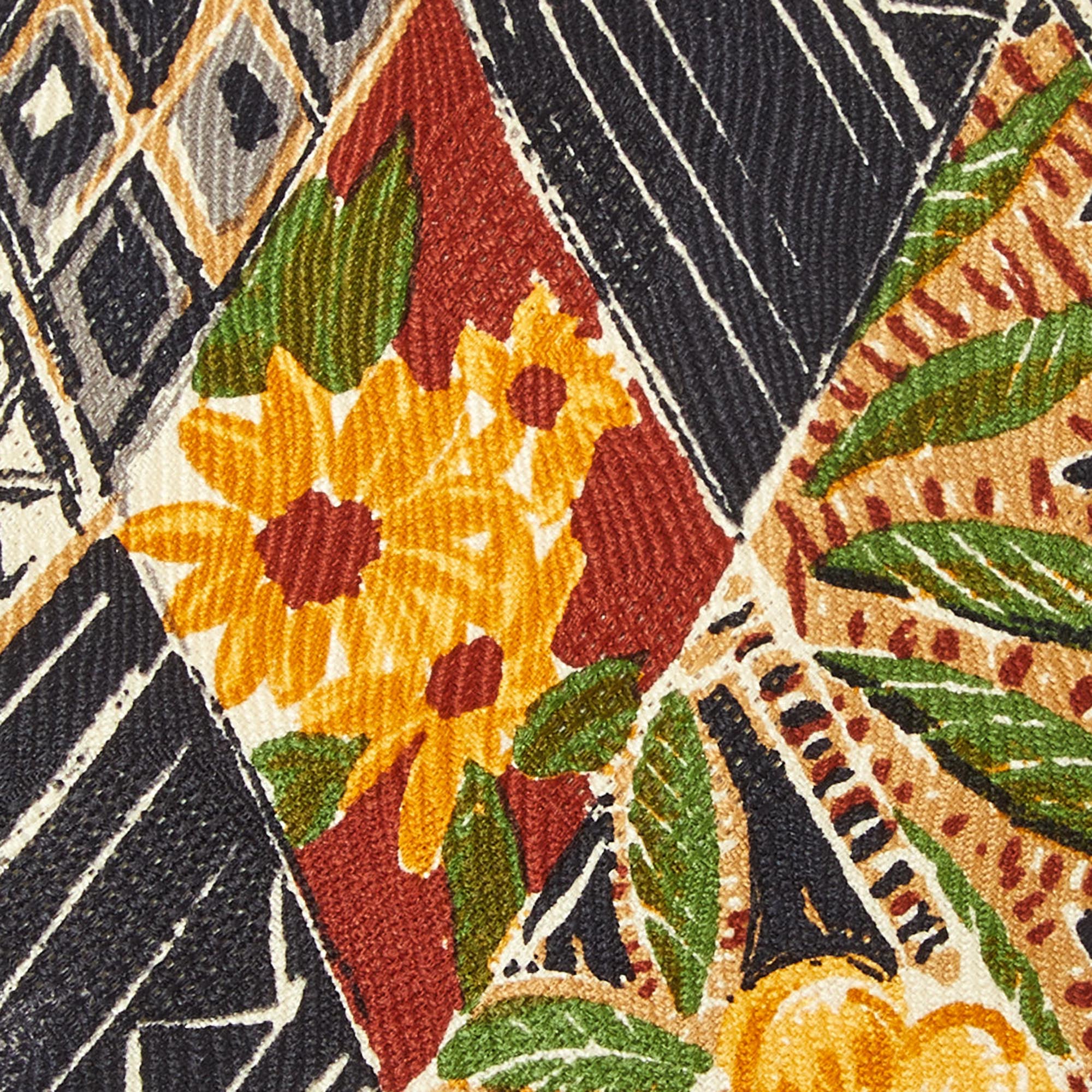Ermenegildo Zegna Vintage Black Floral Print Silk Traditional Tie 
