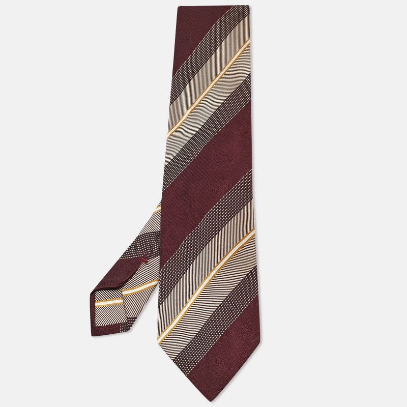 

Ermenegildo Zegna Burgundy Striped Silk Traditional Tie