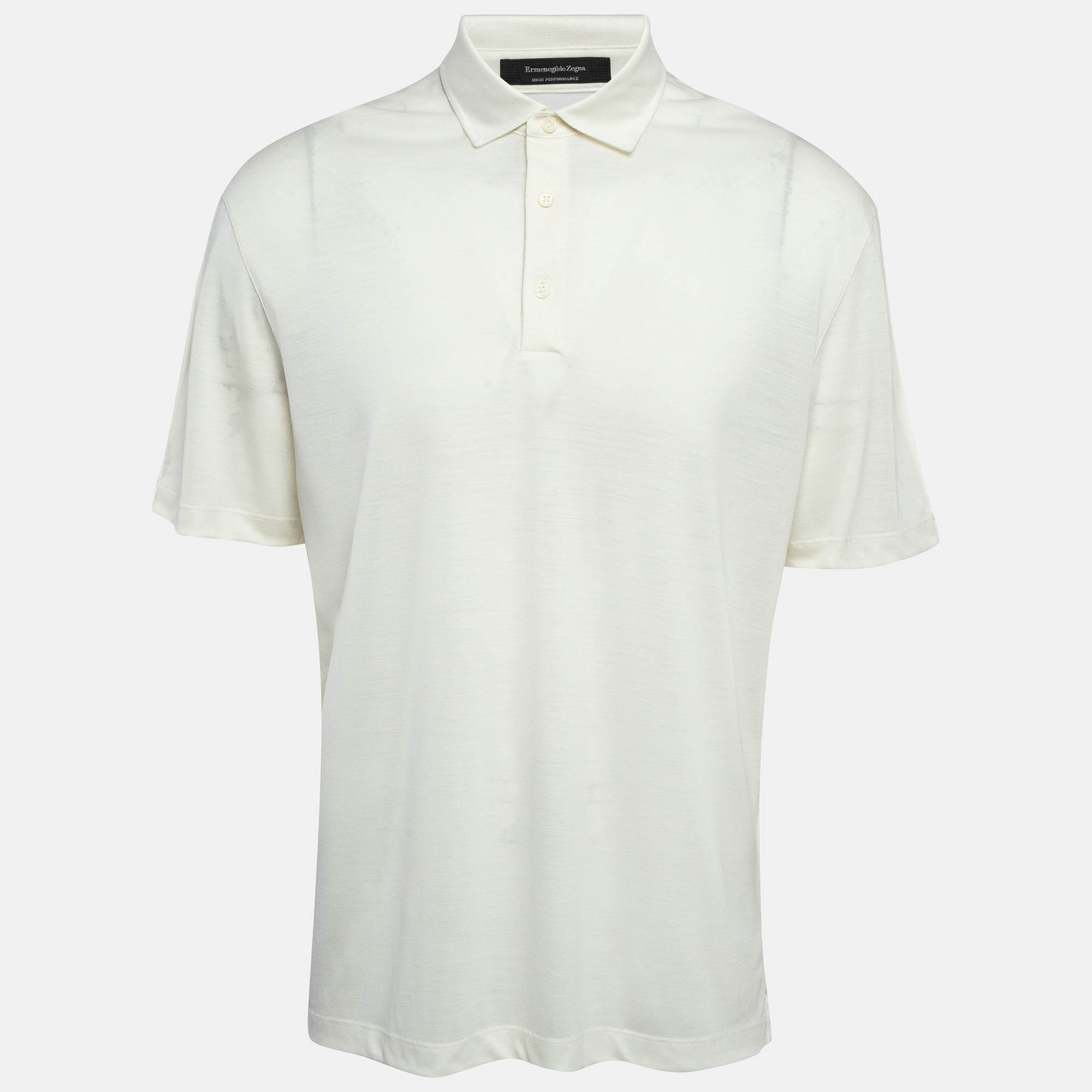 

Ermenegildo Zegna Off-White Pique Jersey Polo T-Shirt L