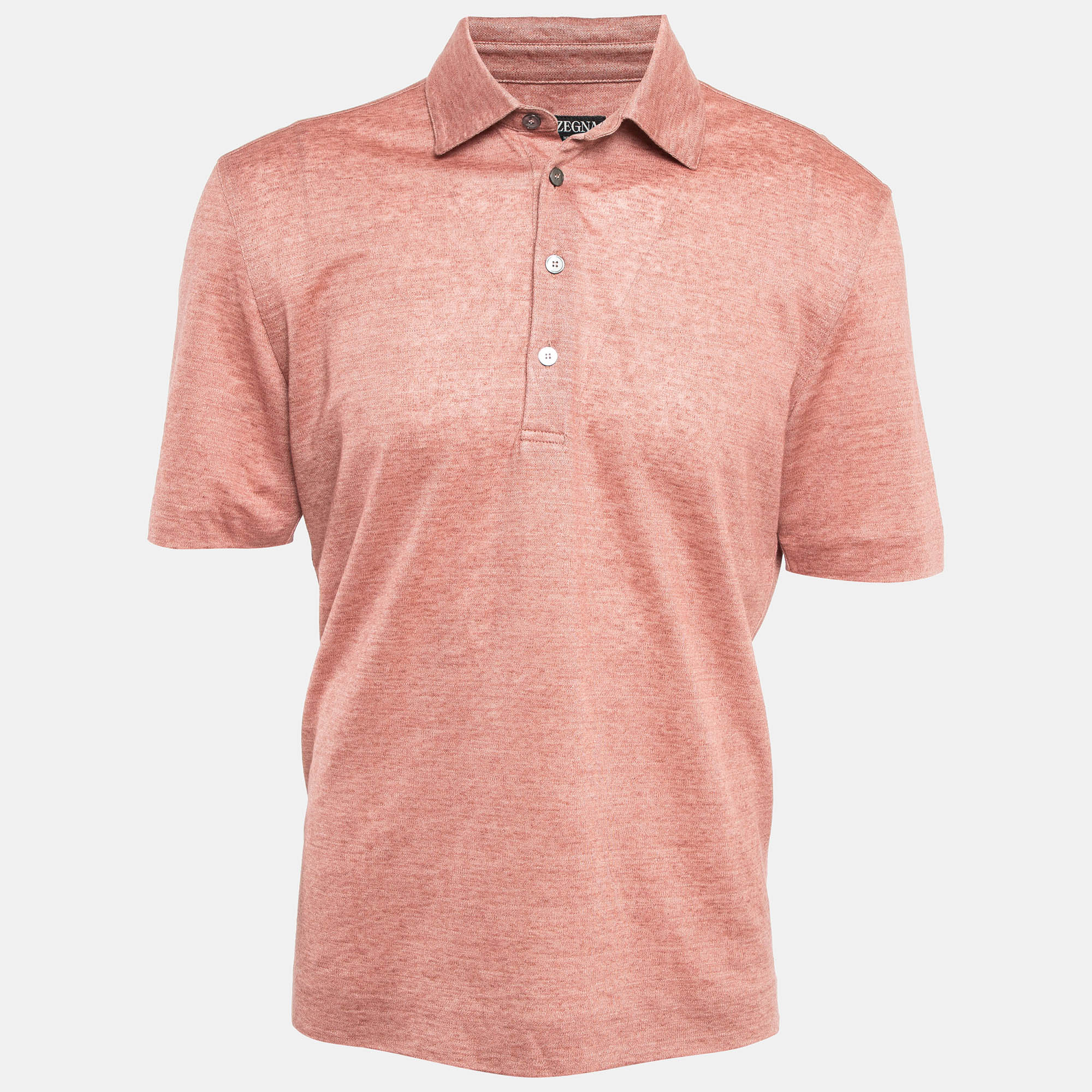 

Ermenegildo Zegna Pink Linen Jersey Polo T-Shirt M