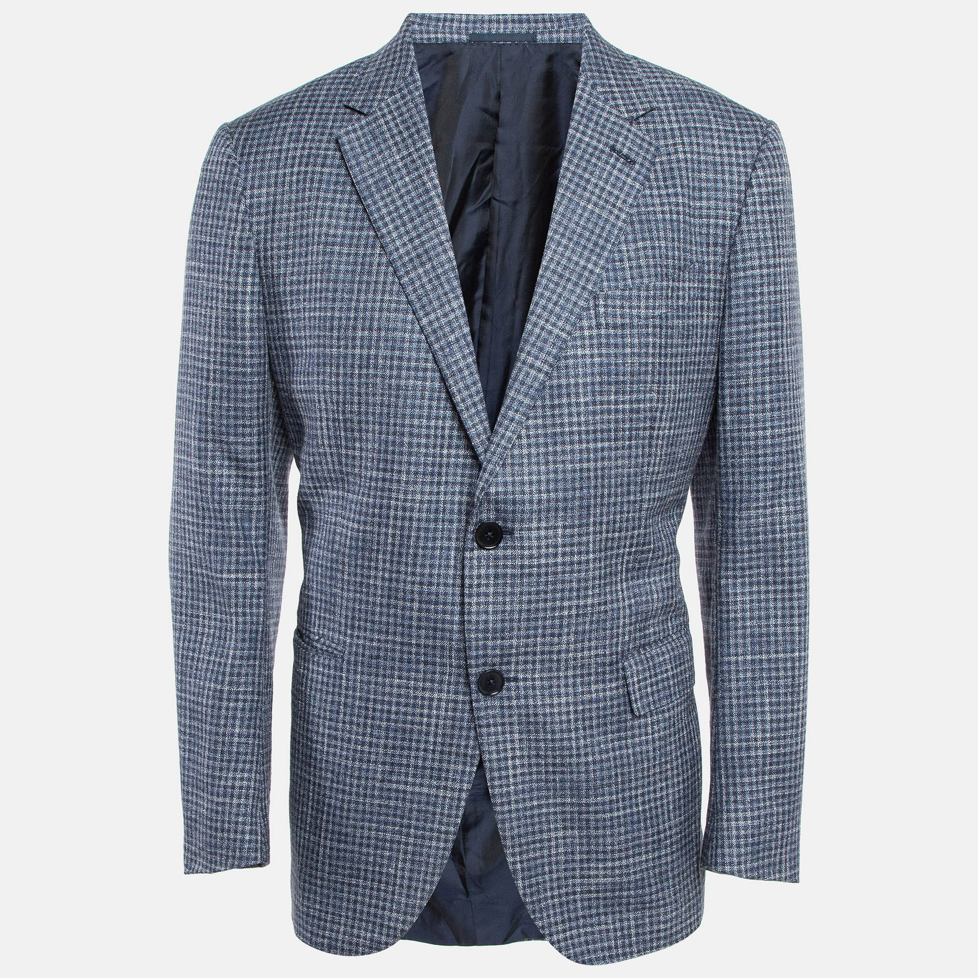 

Ermenegildo Zegna Blue Checked Wool Blend Blazer XL