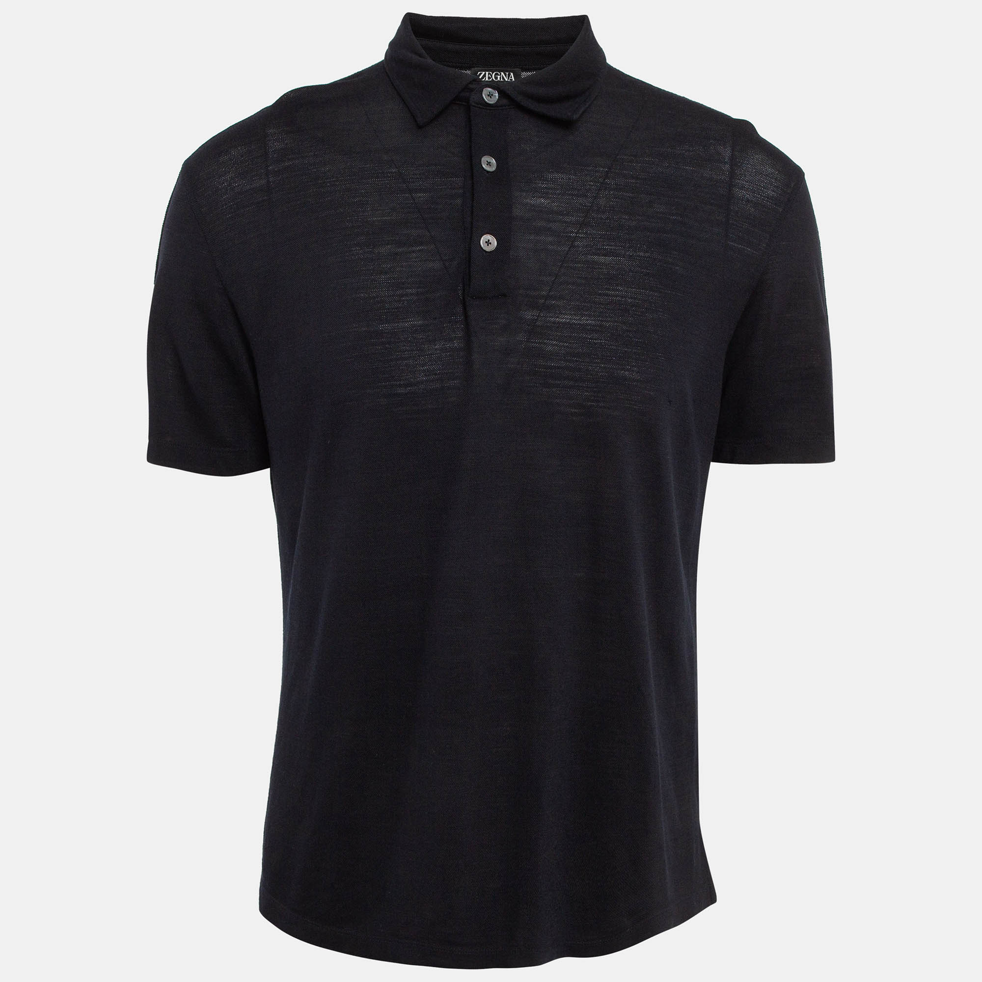 

Ermenegildo Zegna Black Pique Jersey Polo T-Shirt XL