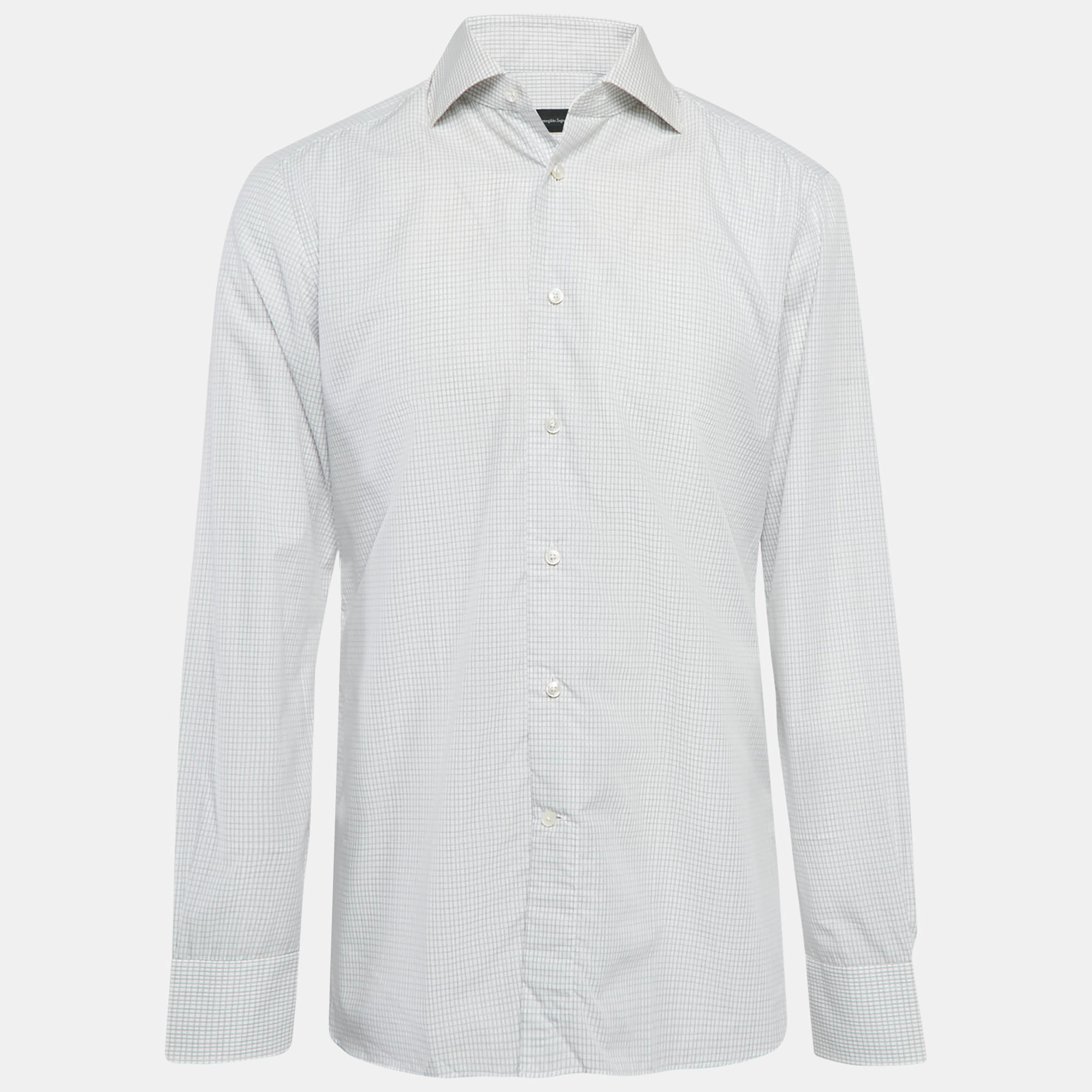 

Ermenegildo Zegna White Checked Cotton Shirt L