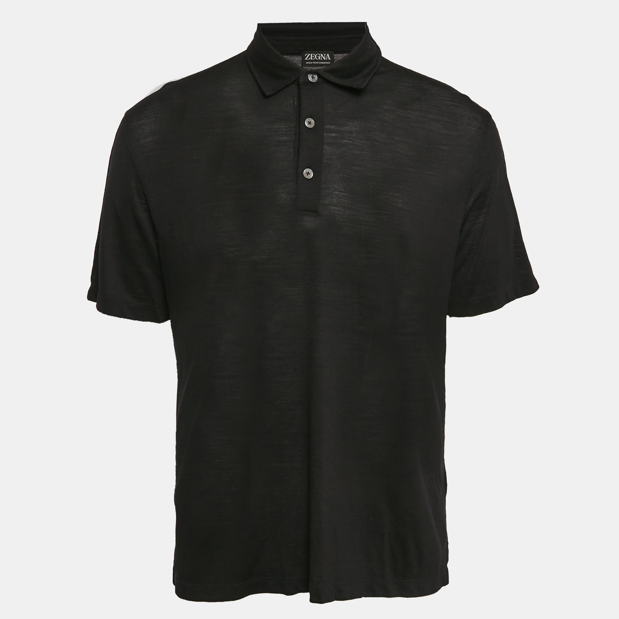 

Ermenegildo Zegna Black Wool Pique Polo T-Shirt XL