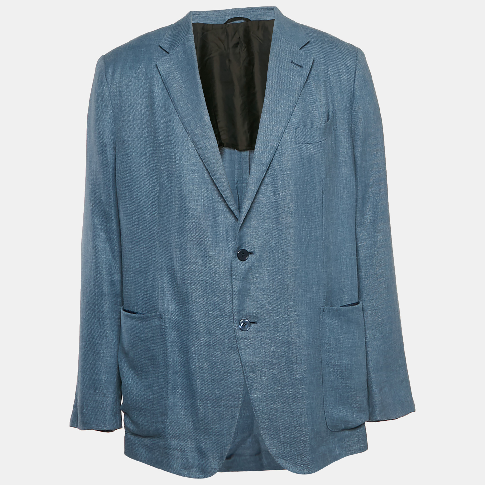 

Ermenegildo Zegna Blue Linen Blend Single Breasted Blazer 4XL