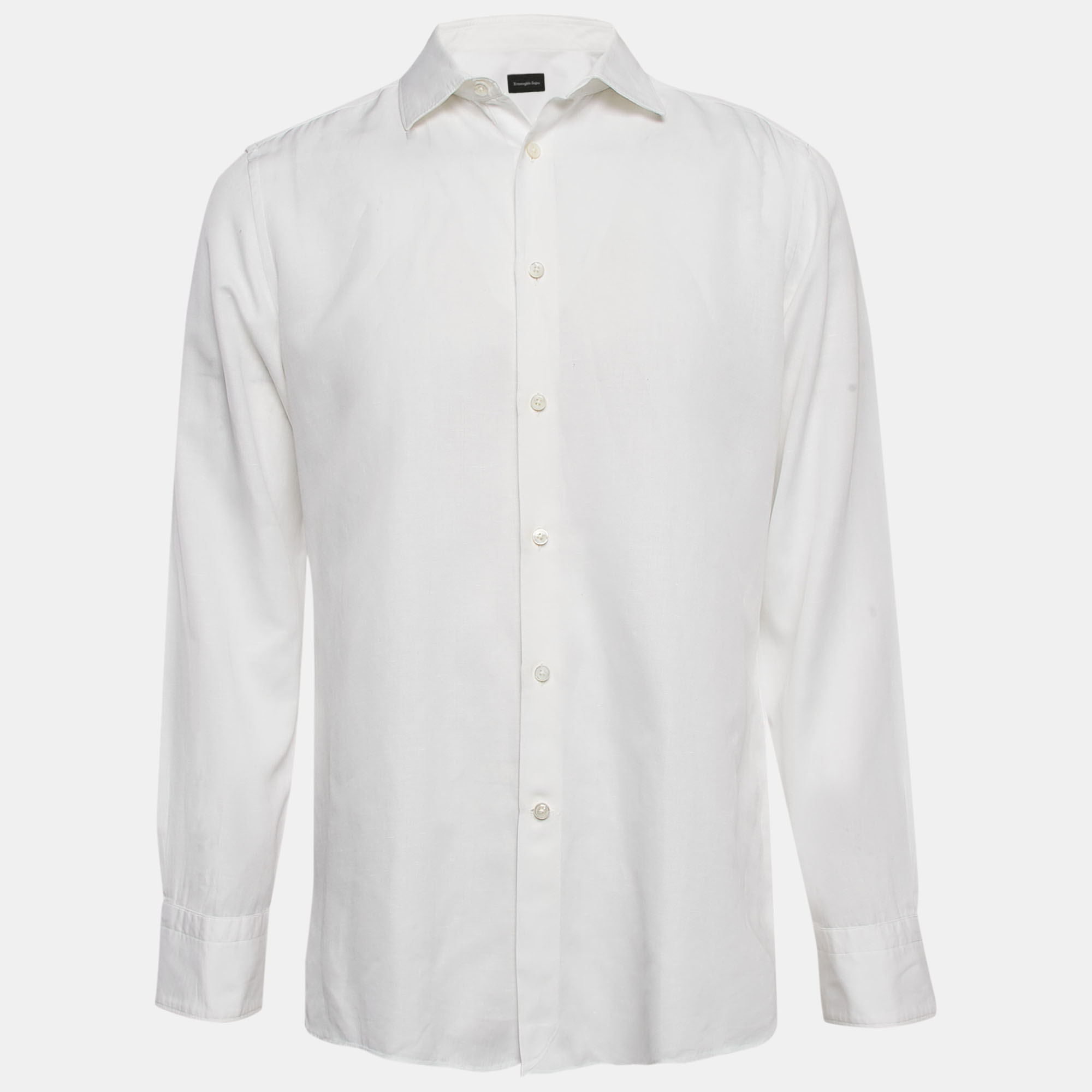 

Ermenegildo Zegna White Cotton Blend Button Front Shirt XL