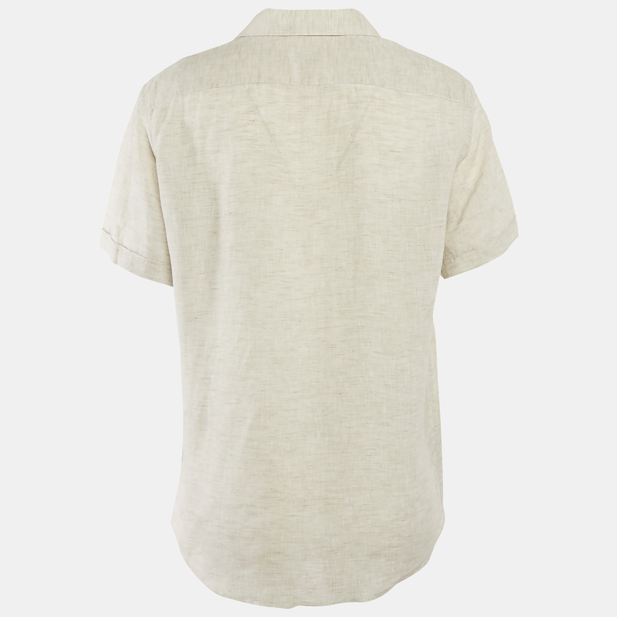 Ermenegildo Zegna Light Grey Linen Half Sleeve Shirt L 