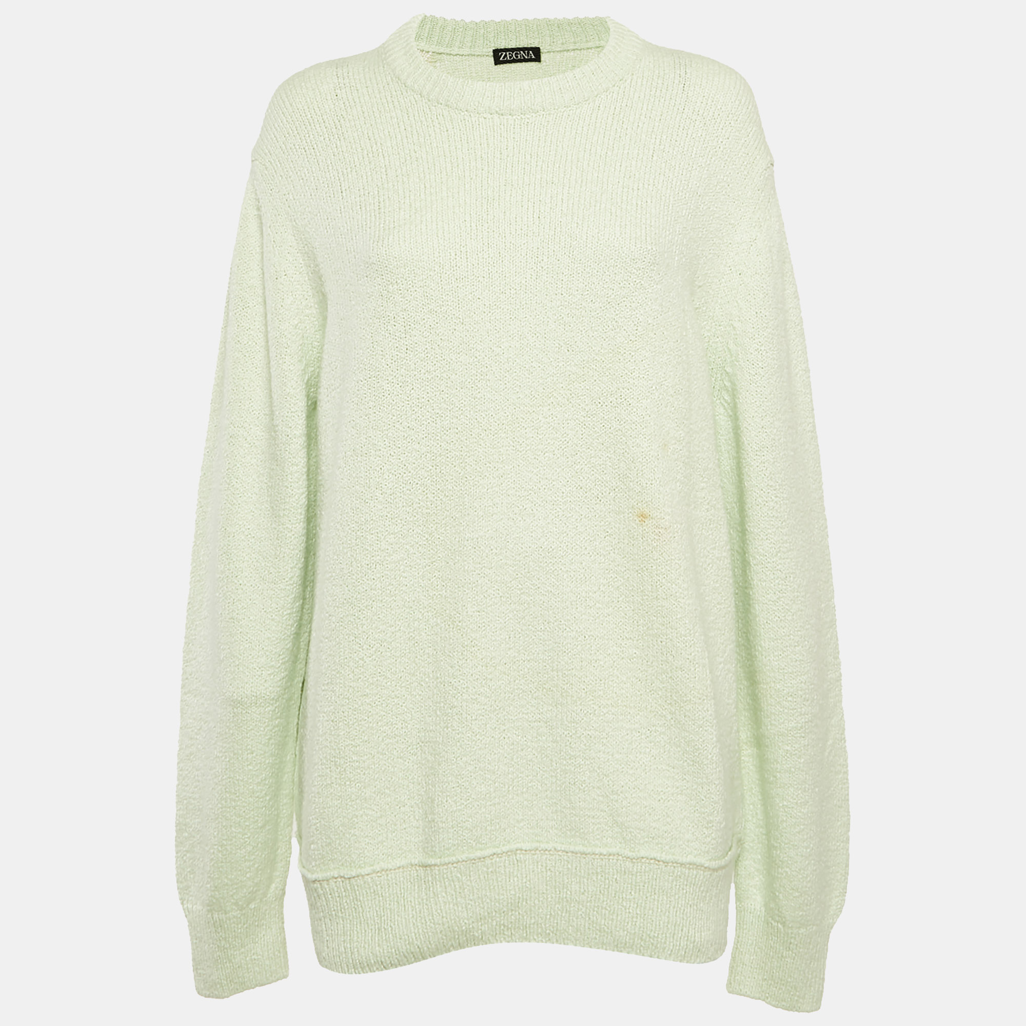 

Zegna Green Rib Knit Crewneck Sweater L
