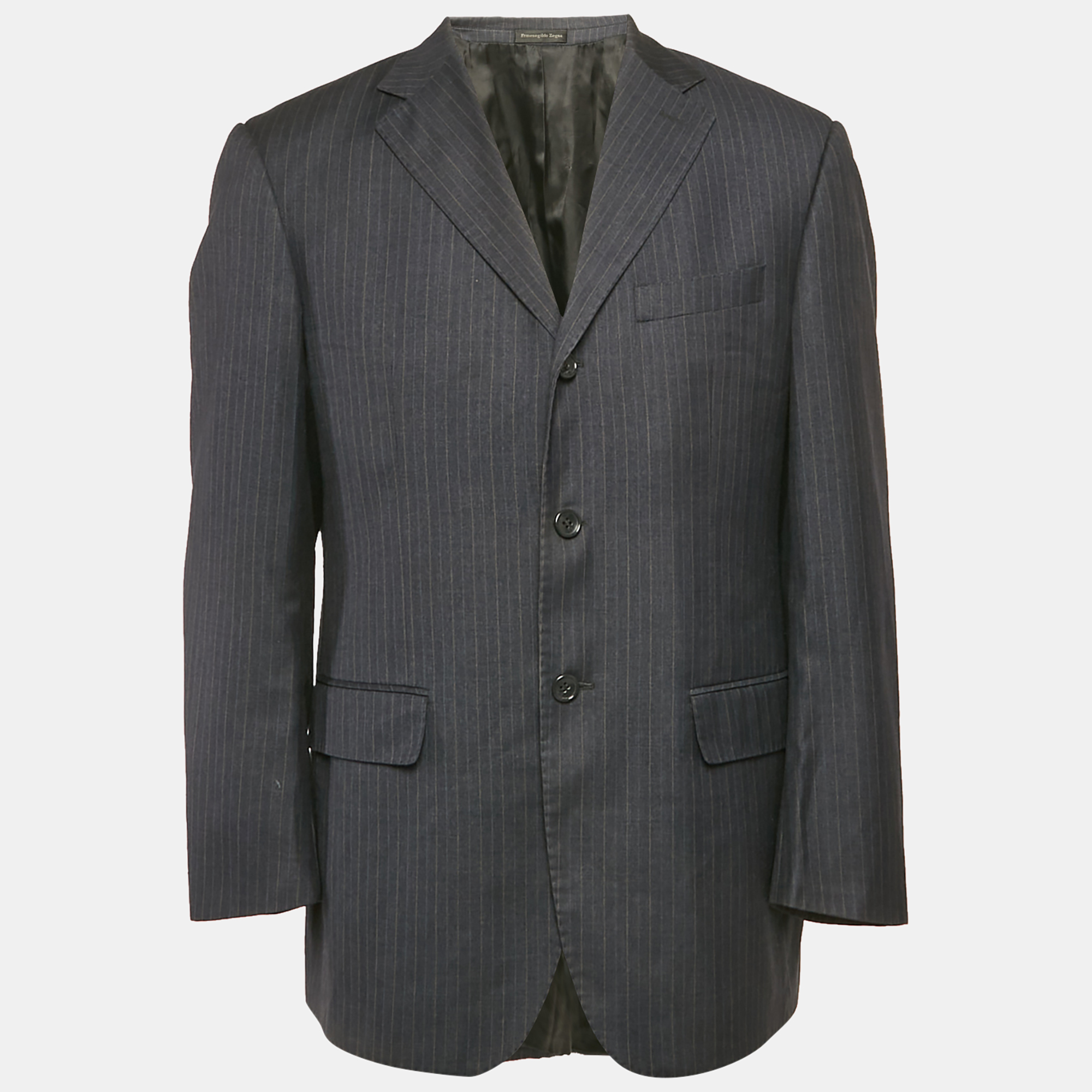 

Ermenegildo Zegna Vintage Navy Blue Striped Wool Regular Fit Blazer L