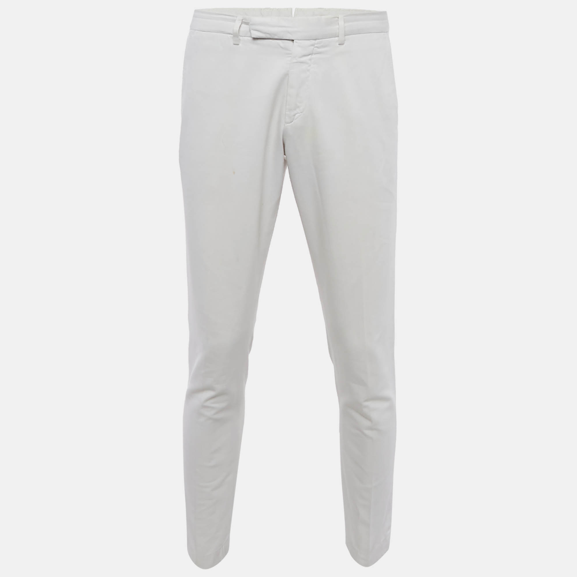 

Ermenegildo Zegna Off White Cotton Linen Blend Formal Trousers M