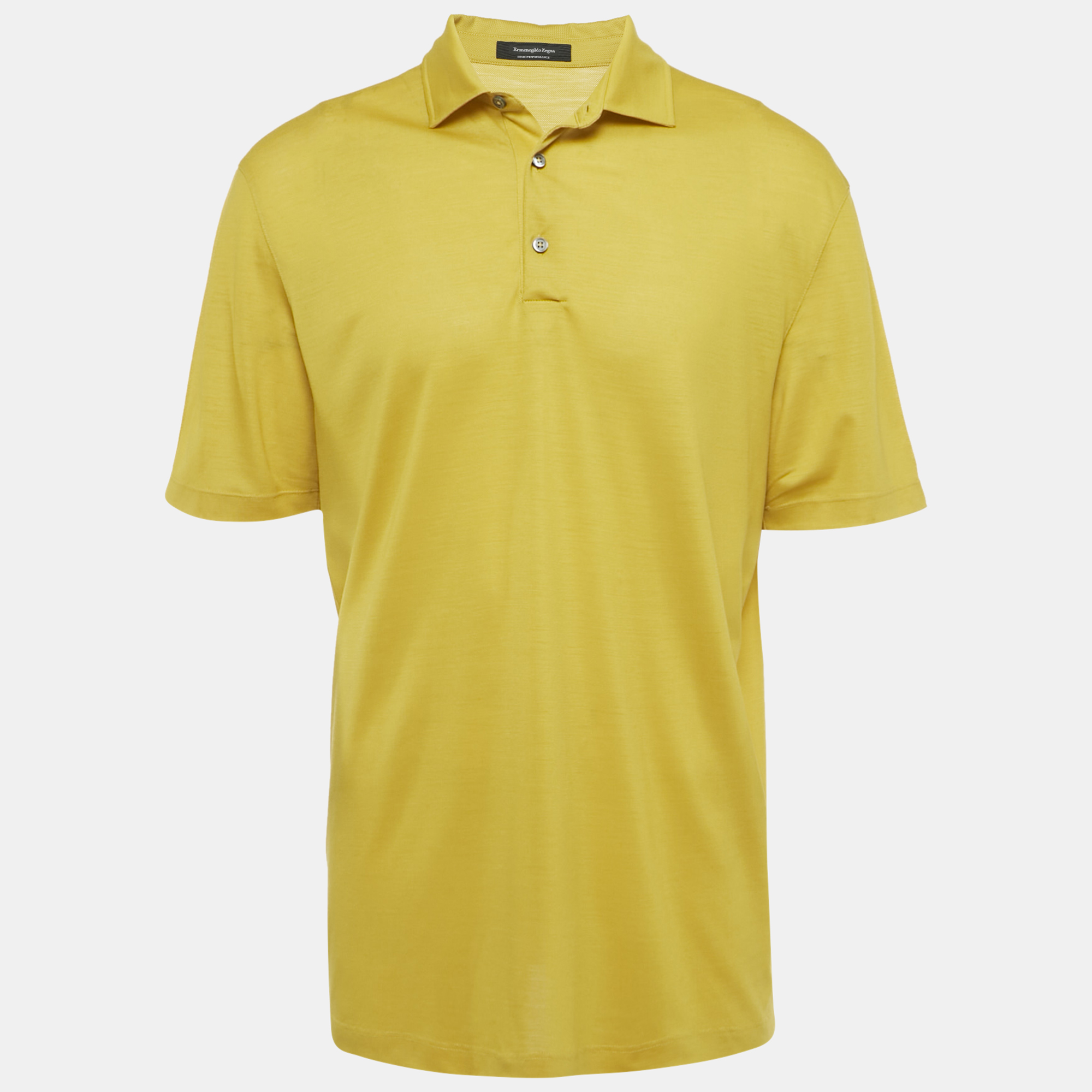 

Ermenegildo Zegna Yellow Wool Jersey Polo T-Shirt XL