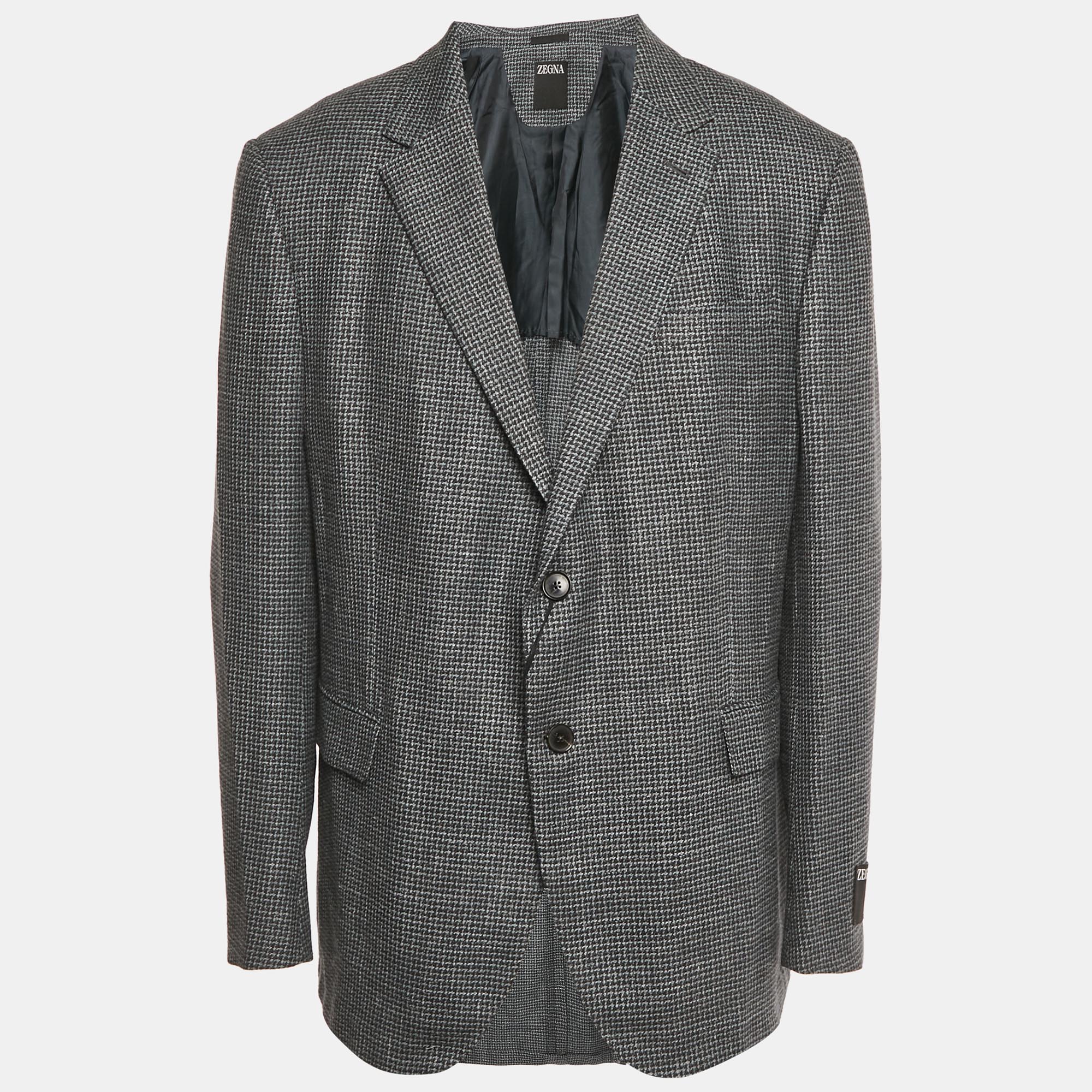 

Ermenegildo Zegna Grey Patterned Wool Blend Single Breasted Blazer XXXL