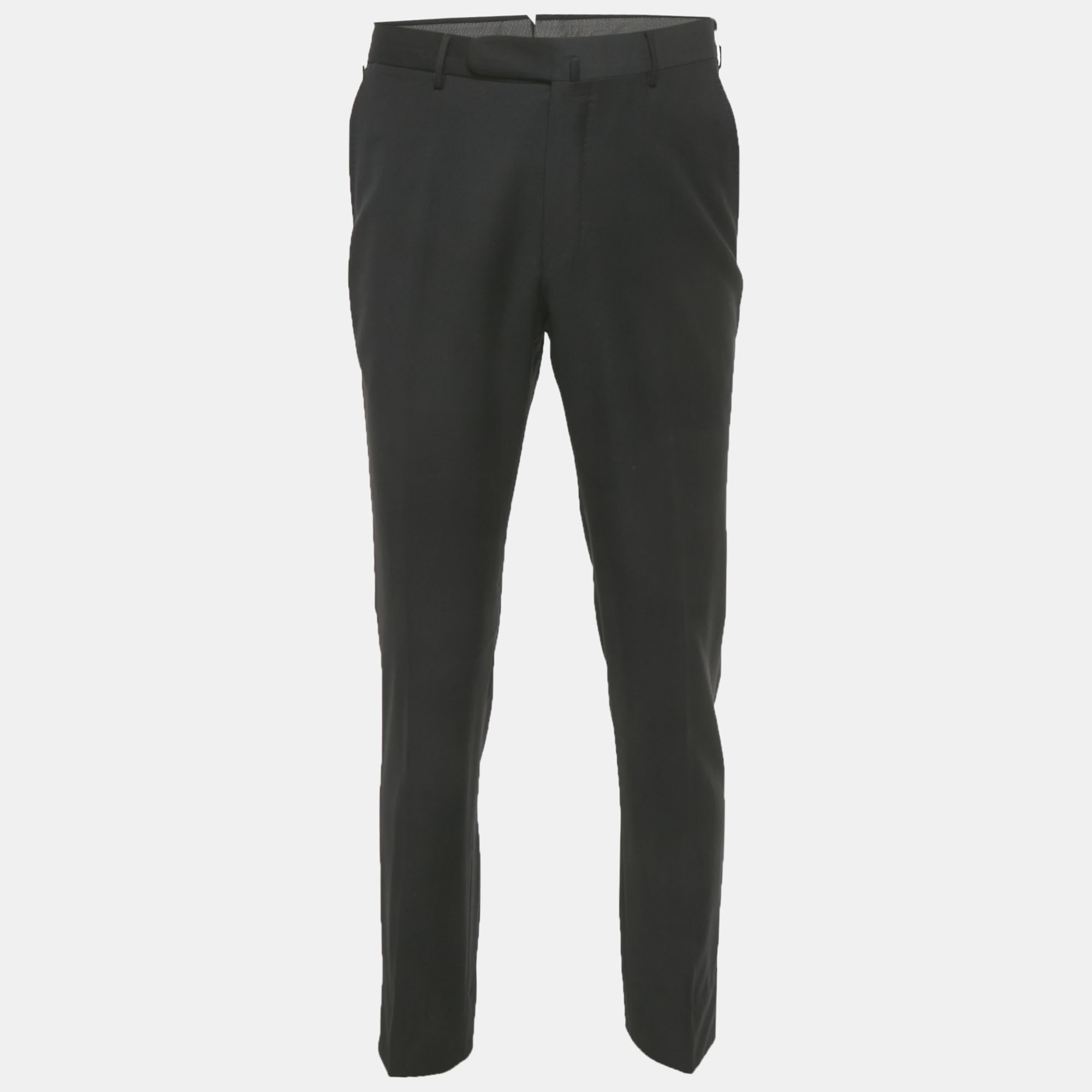 Pre-owned Ermenegildo Zegna Black Gabardine Formal Pants L