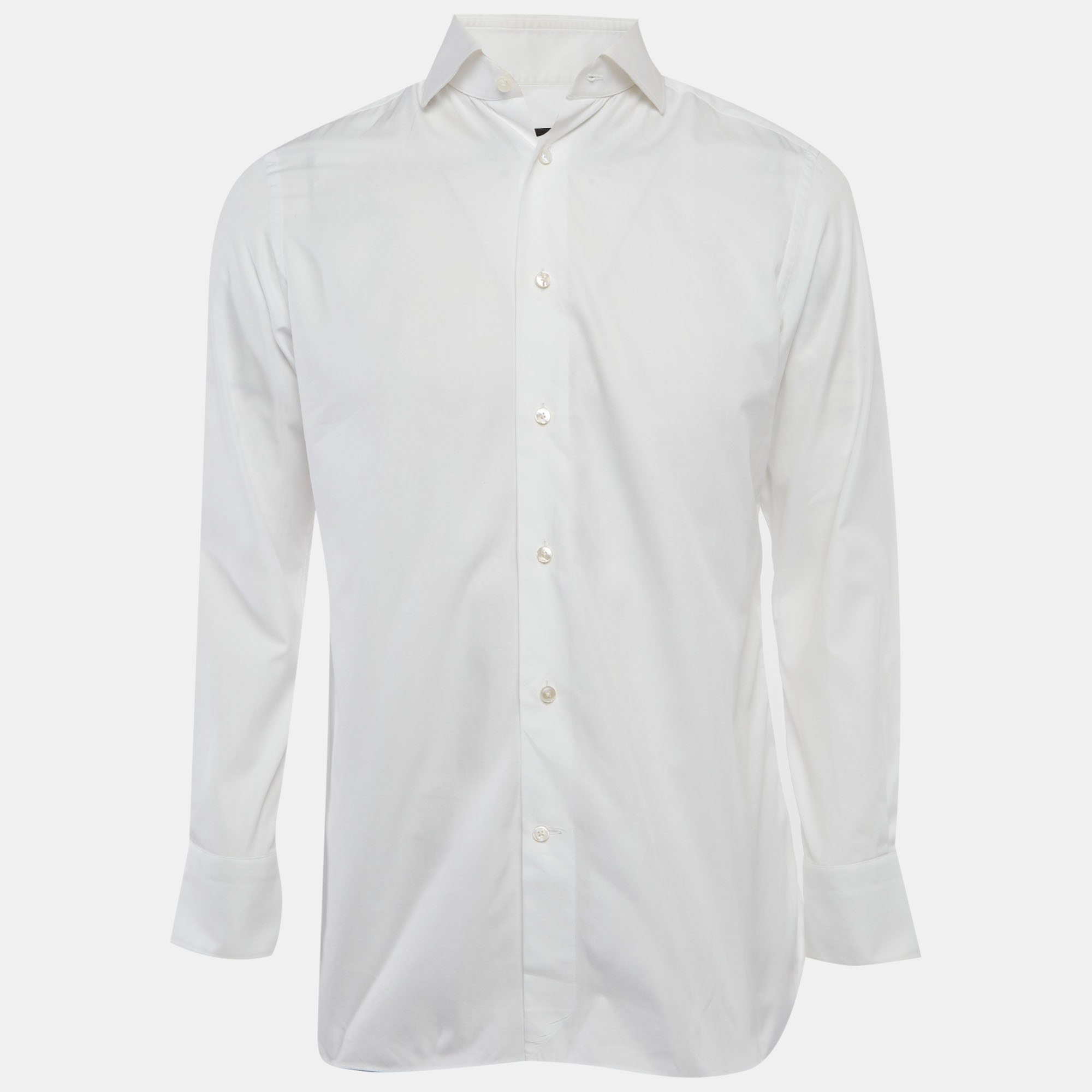 Pre-owned Ermenegildo Zegna White Cotton Tailored Fit Shirt M
