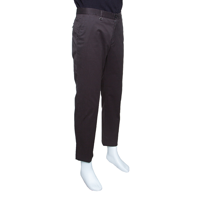 

Ermenegildo Zegna Brown Cotton Straight Fit Trousers