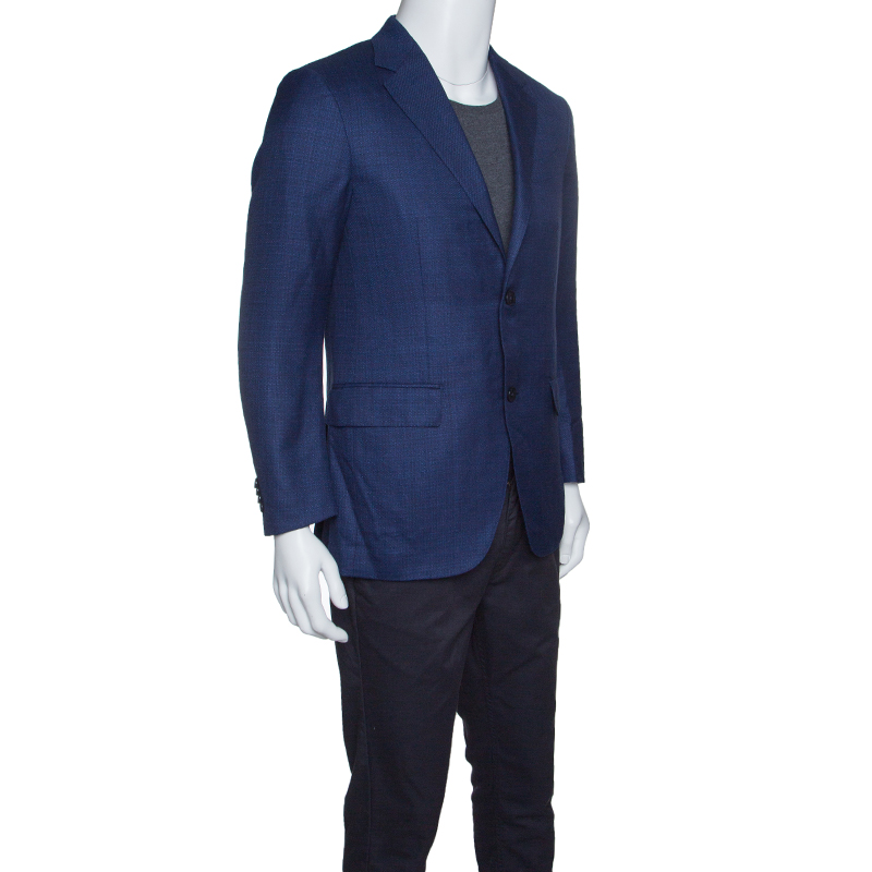 

Ermenegildo Zegna Navy Blue Wool Silk Linen Blend 10 Pockets Blazer