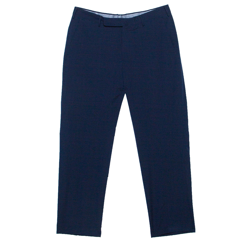 Ermenegildo Zegna High Performance Navy Blue Wool Silk Slim Fit Trousers L