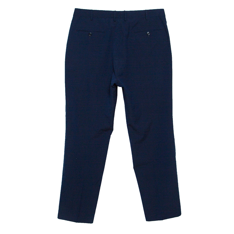 

Ermenegildo Zegna High Performance Navy Blue Wool Silk Slim Fit Trousers