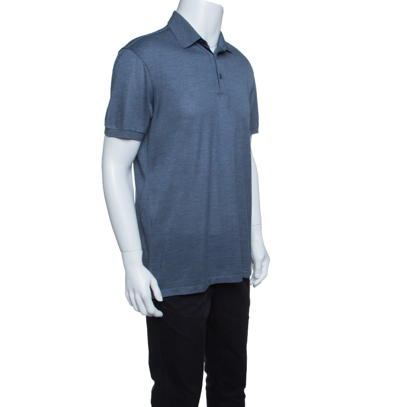 

Ermenegildo Zegna Grey Silk Jersey Knit Short Sleeve Polo T-Shirt