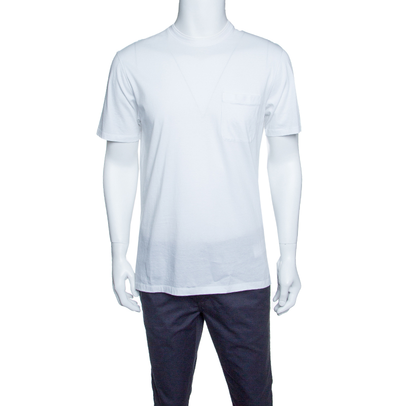Pre Owned Ermenegildo Zegna White Cotton Short Sleeve Crew Neck T-Shirt M