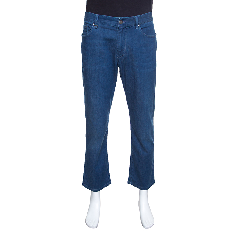 Pre Owned بنطلون جينز إيرمنجليدو زينيا دينم أزرق قصة مستقيمة XL