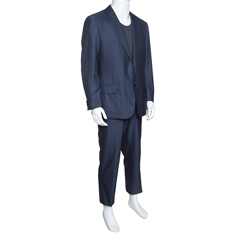 

Ermenegildo Zegna Blue Striped Wool Trofeo 600 Mila Suit