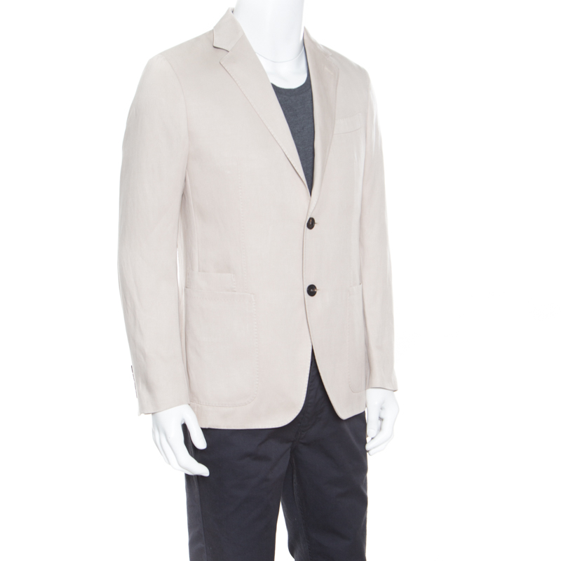 

Ermenegildo Zegna Beige Silk and Linen Tailored Blazer