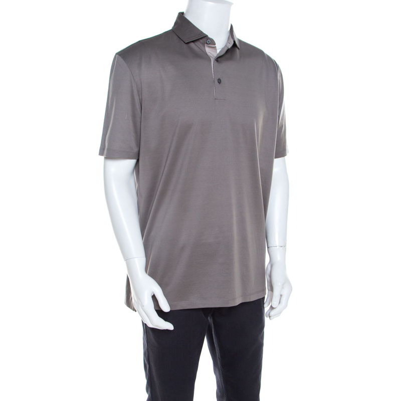 

Ermenegildo Zegna Light Grey Cotton Short Sleeve Polo T Shirt