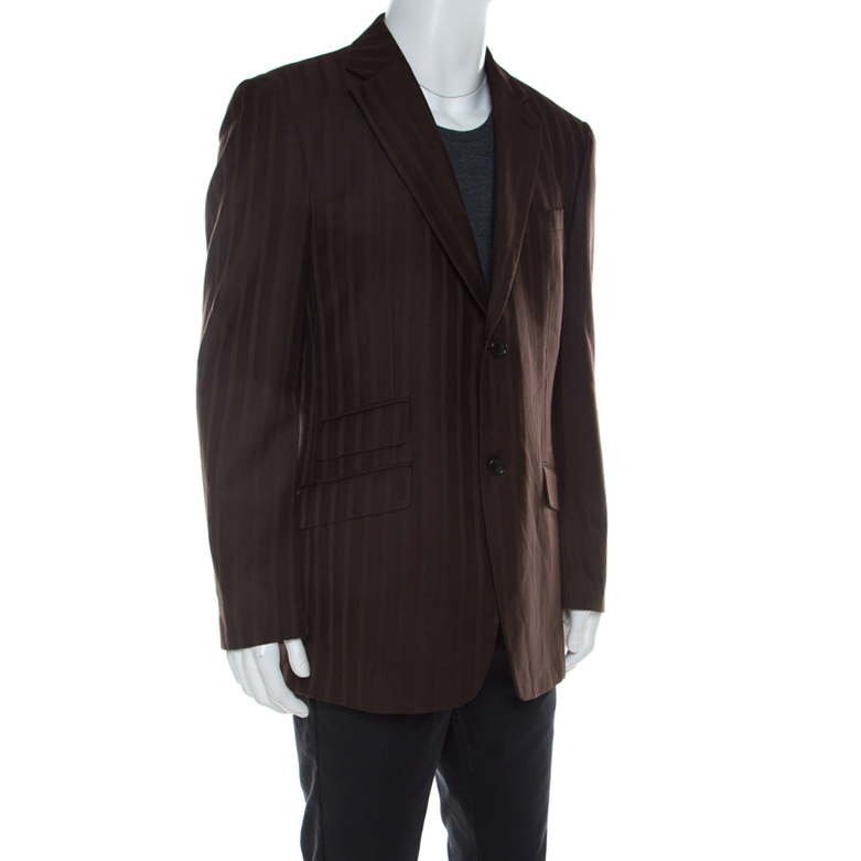 

Ermenegildo Zegna Brown Herringbone Patterned Wool Tailored Blazer