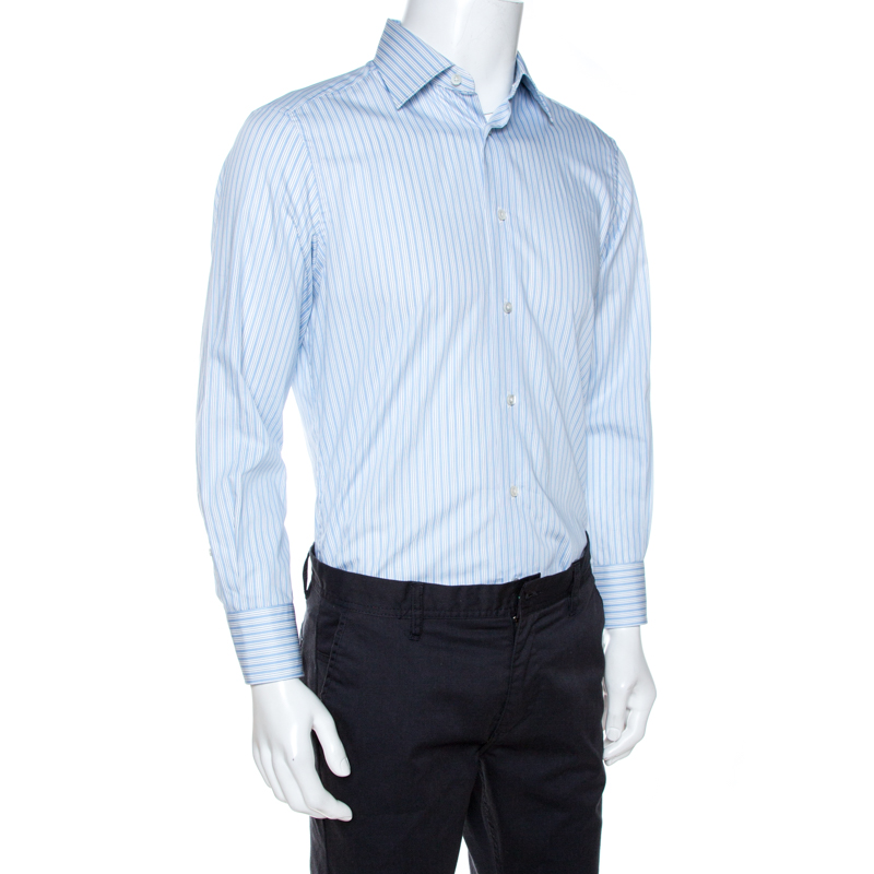 

Ermenegildo Zegna Bicolor Striped Cotton Tailored Fit Shirt, White