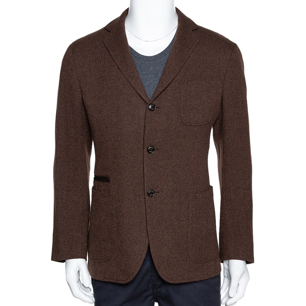 Pre Owned Ermenegildo Zegna Brown Cashmere Three Buttoned Jacket L
