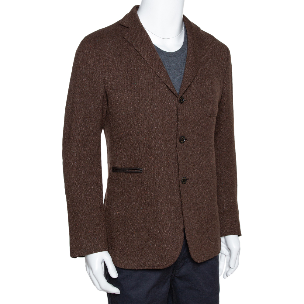 

Ermenegildo Zegna Brown Cashmere Three Buttoned Jacket