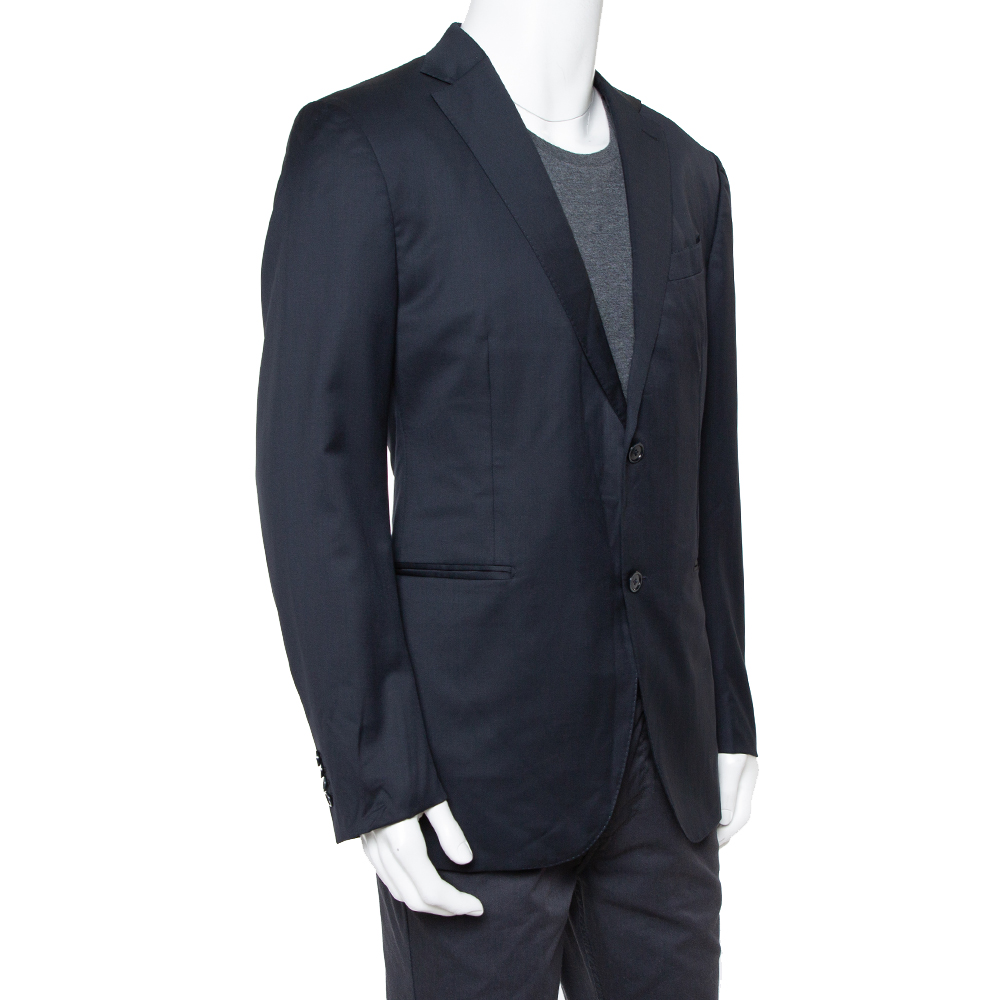 

Ermenegildo Zegna Navy Blue Wool Button Front Regular Fit Blazer