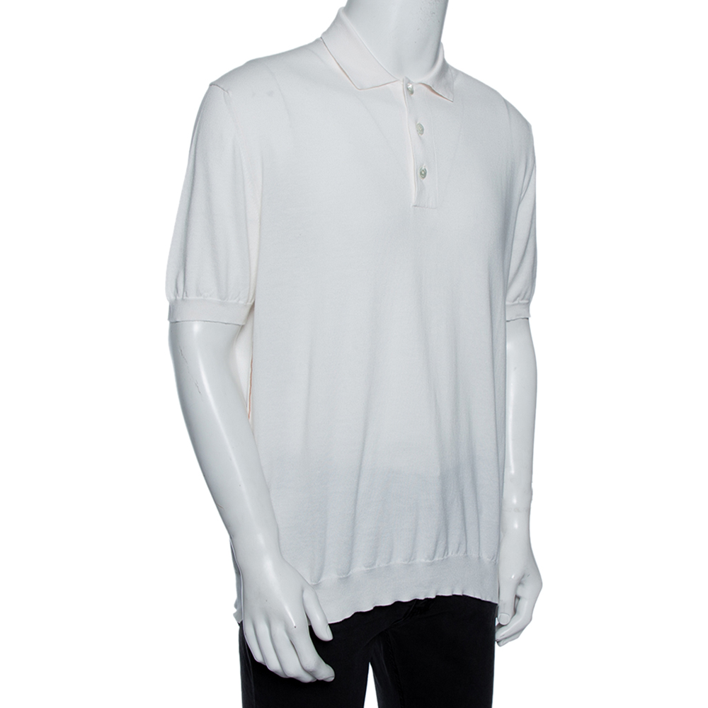 

Ermenegildo Zegna White Cotton Knit Short Sleeved Polo Shirt