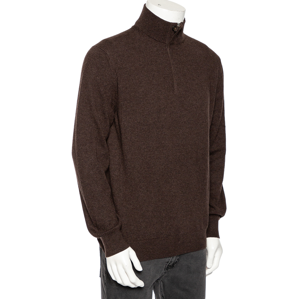 

Ermenegildo Zegna Brown Premium Cashmere Zip Detail Sweater