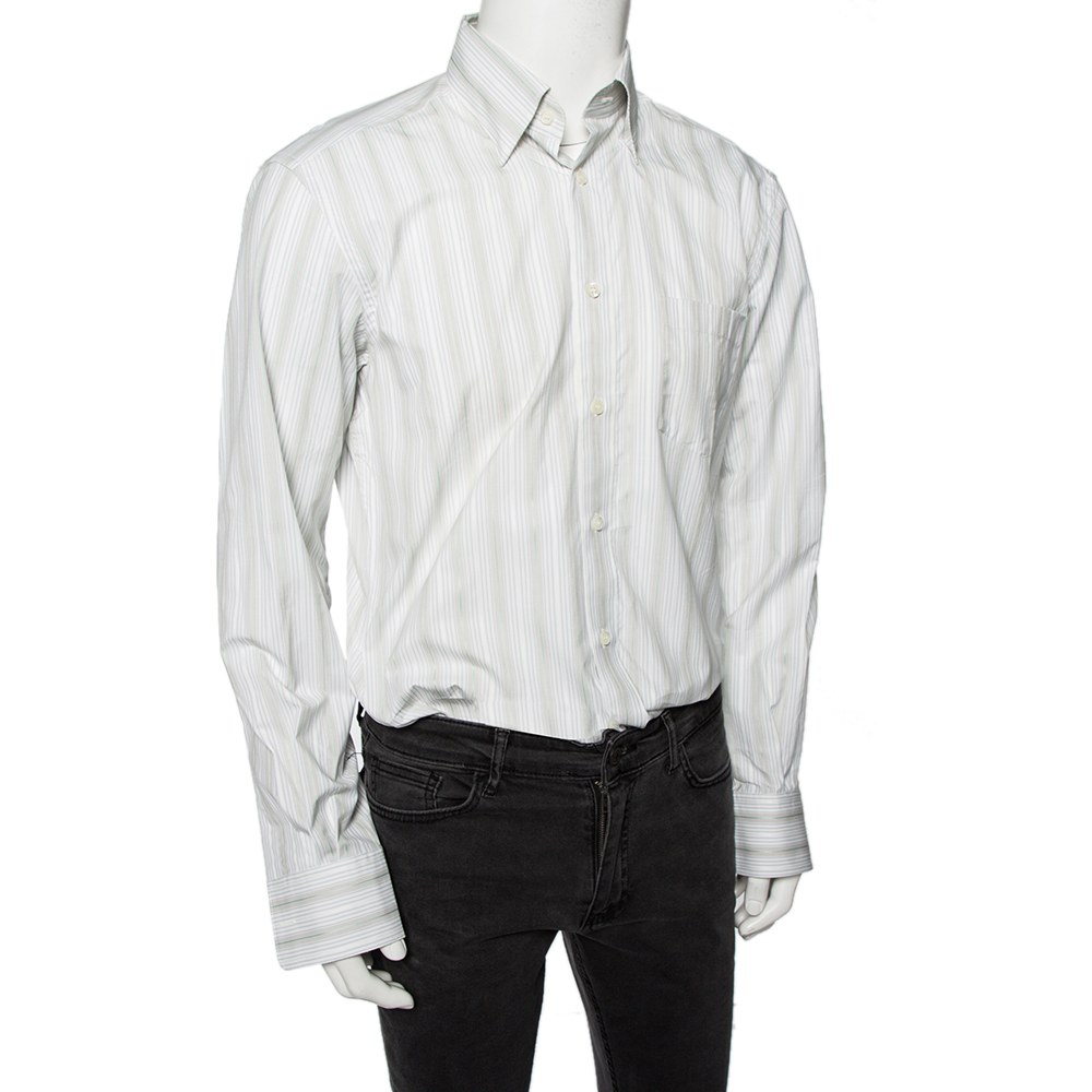 

Ermenegildo Zegna White Striped Cotton Front Button Shirt