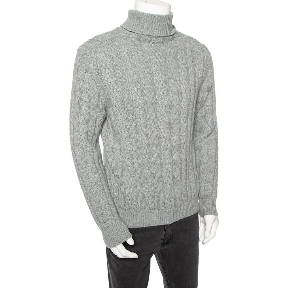 

Ermenegildo Zegna Grey Cashmere Knit Turtle Neck Sweater