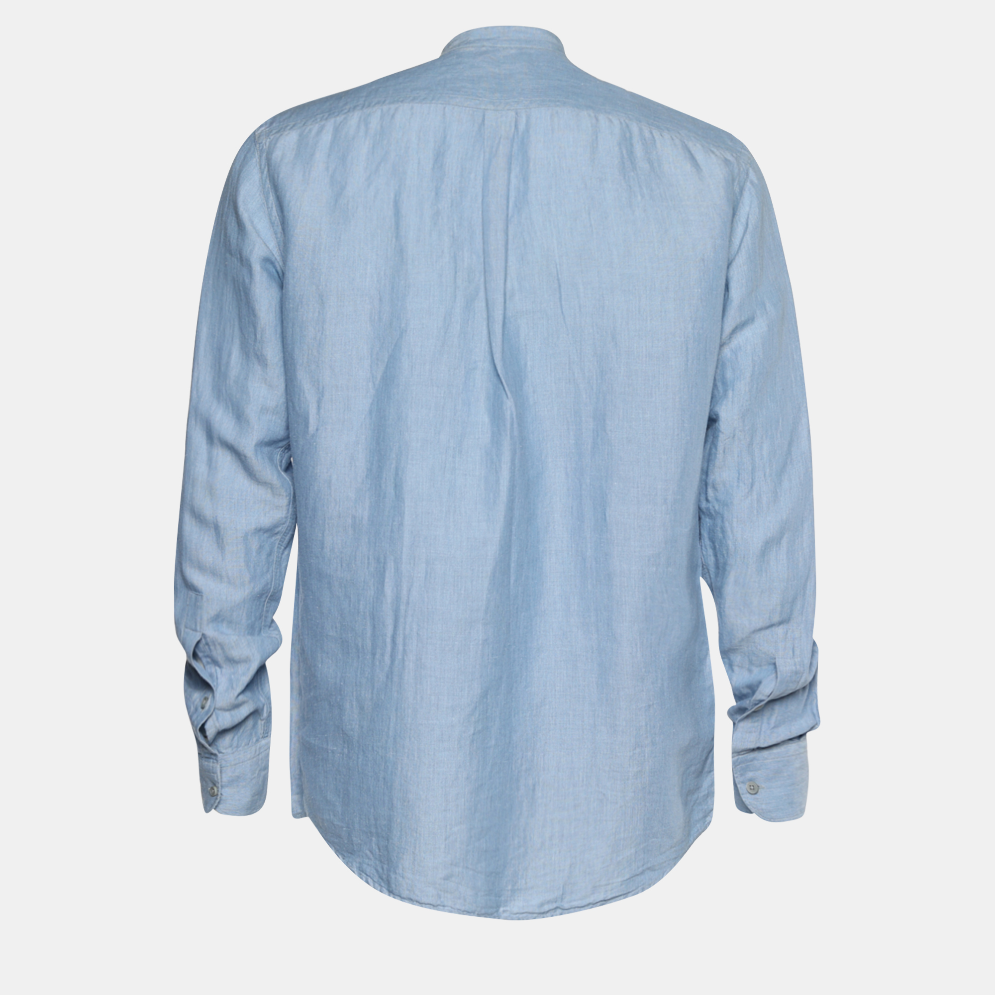 

Ermenegildo Zegna Blue Linen Blend Mandarin Collar Shirt