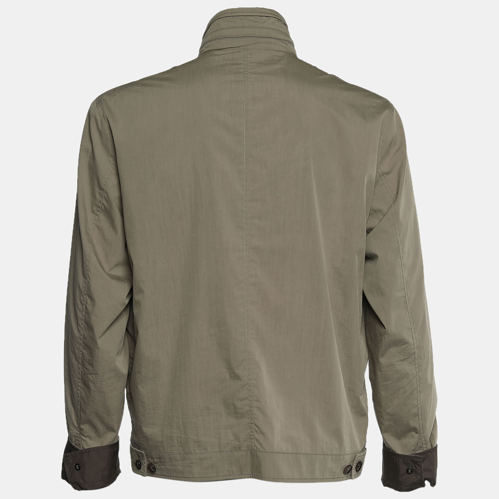 

Ermenegildo Zegna Olive Green Cotton Button & Zip Closure Jacket