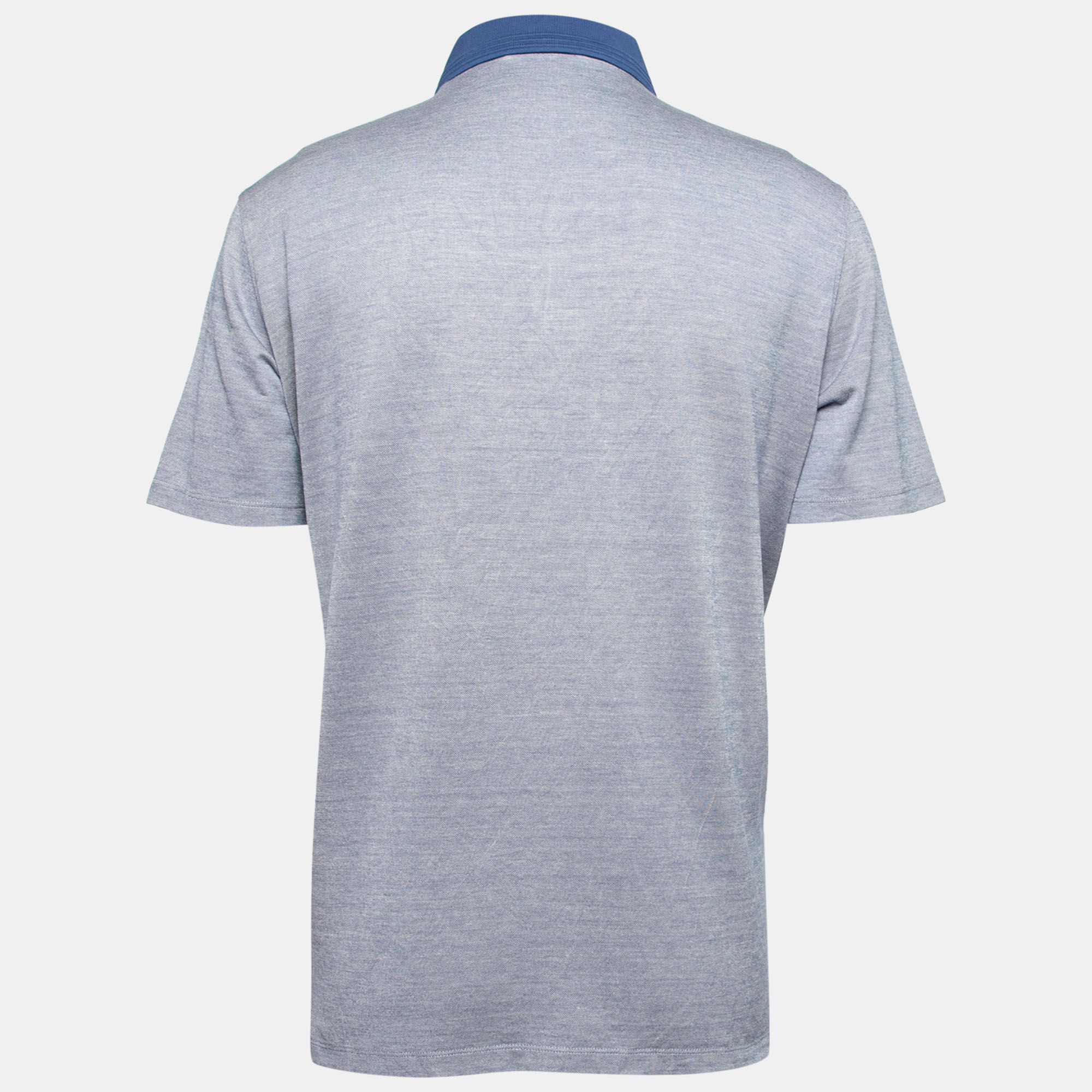 

Ermenegildo Zegna Blue Cotton & Silk Short Sleeve Polo T-Shirt