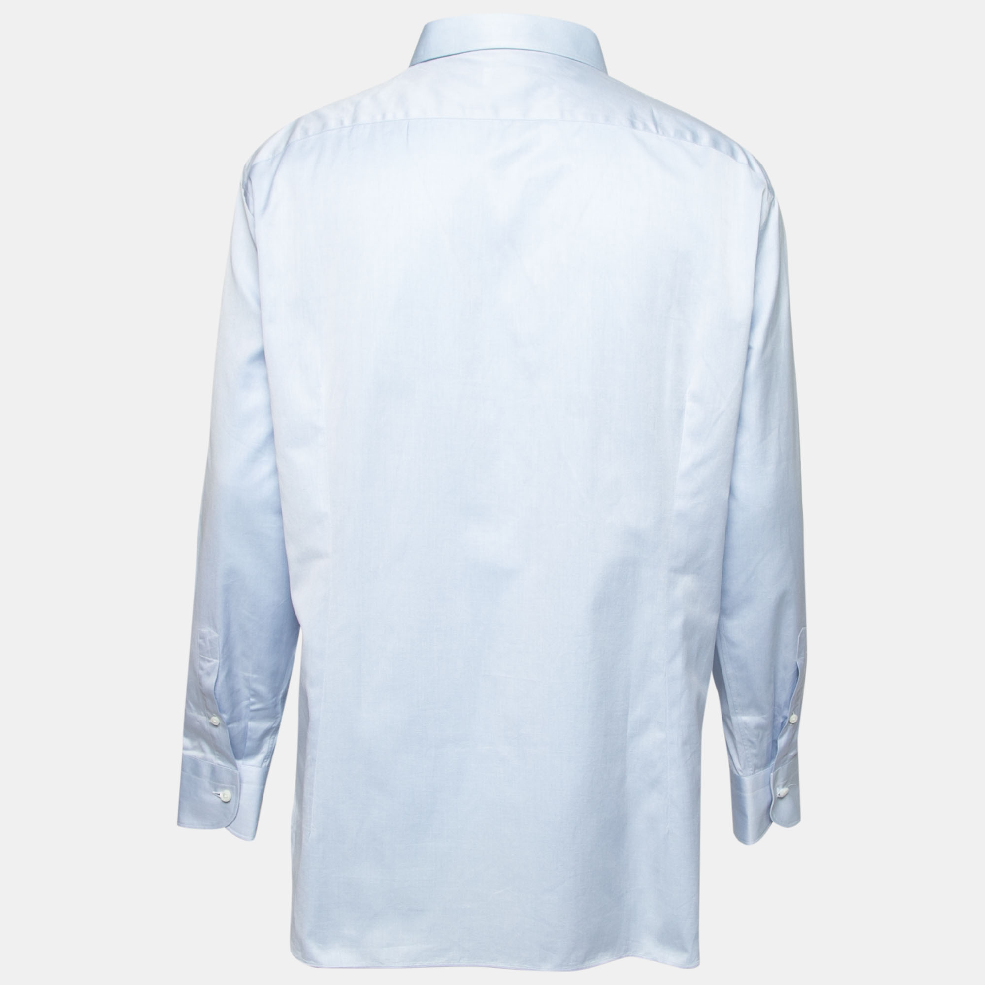 

Ermenegildo Zegna Blue Cotton Regular Fit Button Front Shirt