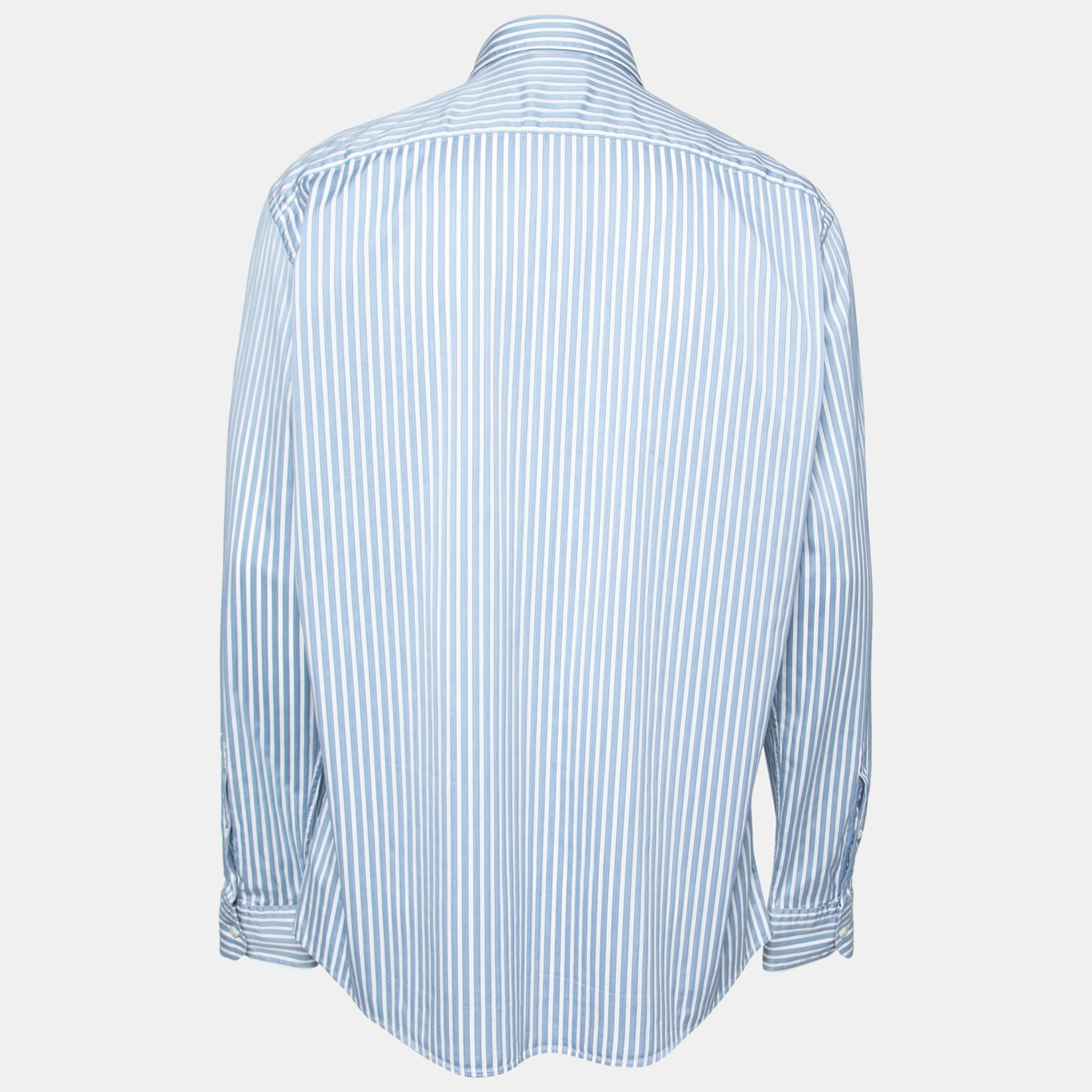 

Ermenegildo Zegna Blue and White Striped Cotton Shirt