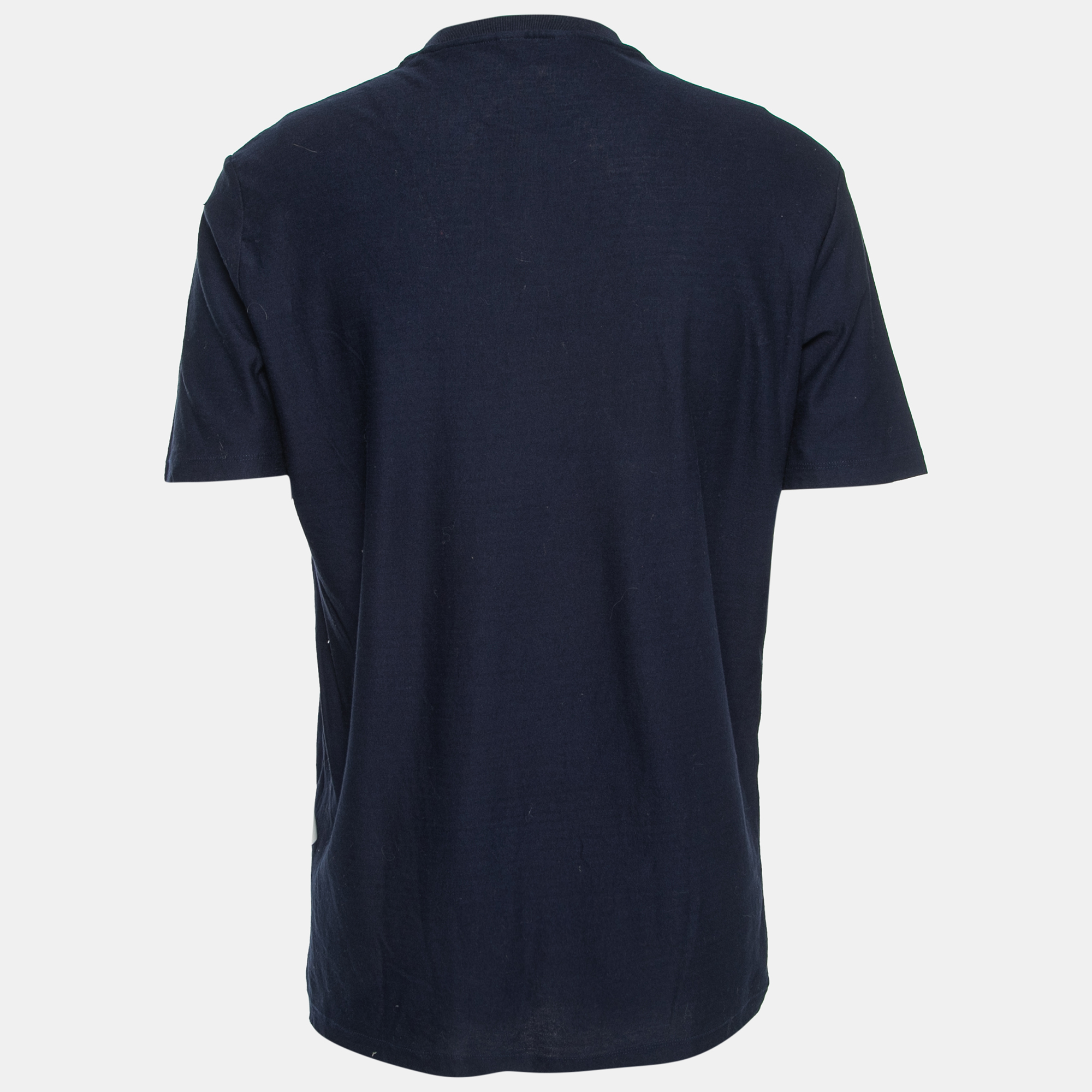 

Ermenegildo Zegna Navy Blue Flock Patterned Short Sleeve T-Shirt