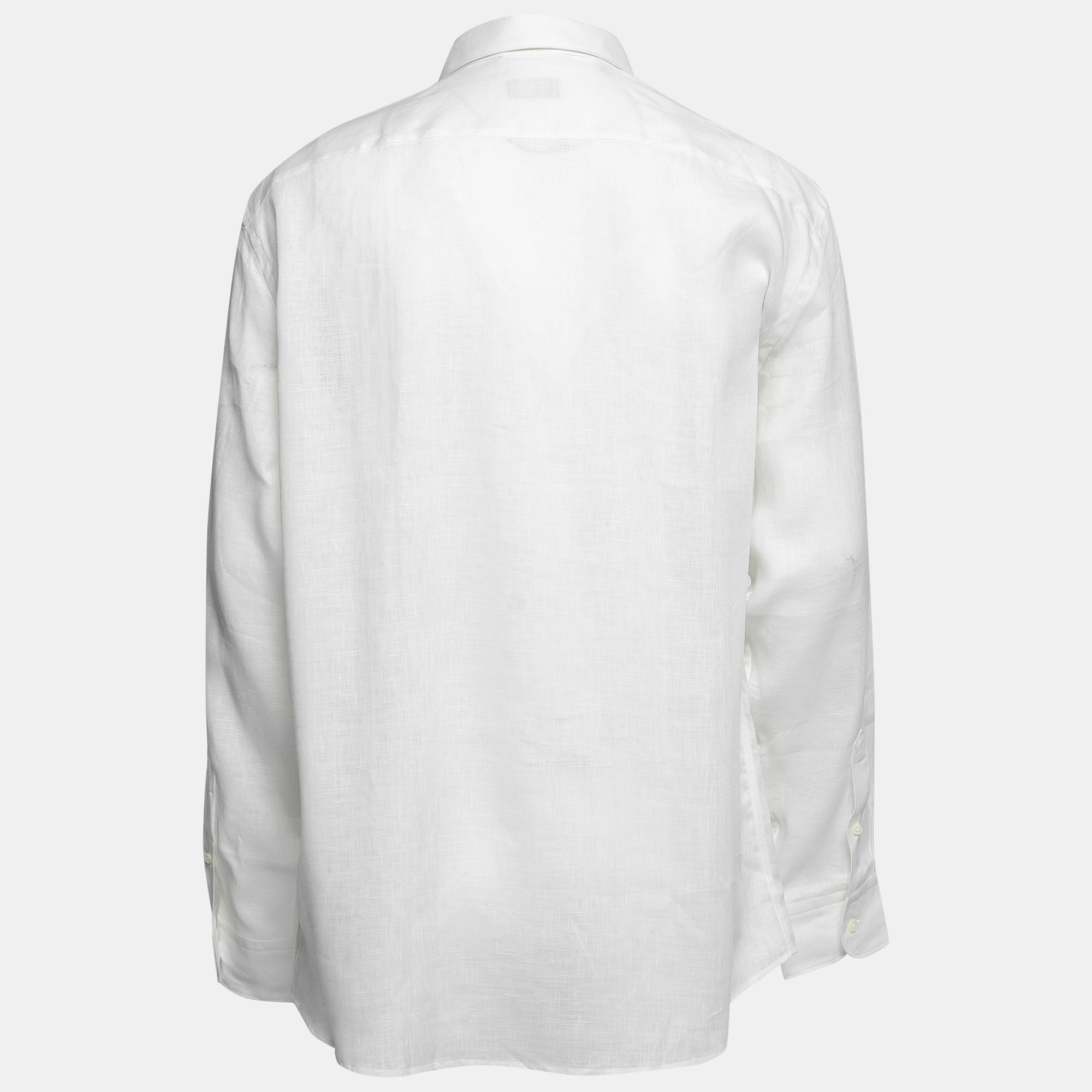 

Ermenegildo Zegna White Linen Button Front Shirt 2XL