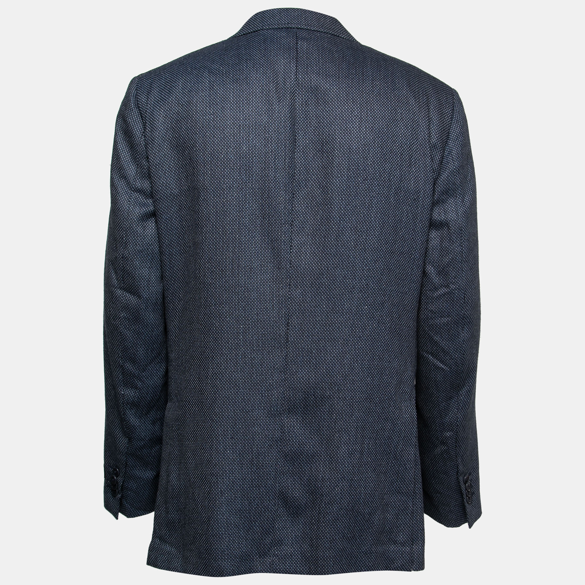 

Ermenegildo Zegna Blue Patterned Crepe Single-Breasted Blazer