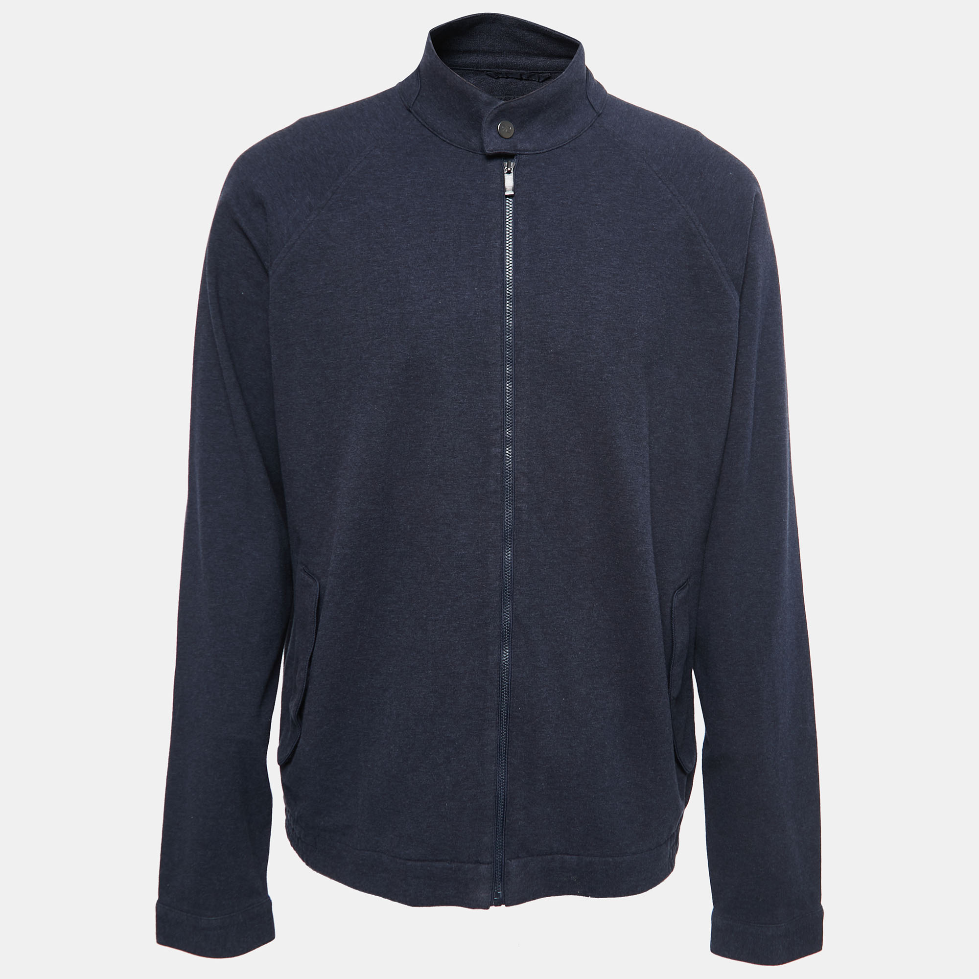 Pre-owned Ermenegildo Zegna Dark Blue Cotton Zip-up Jacket 3xl