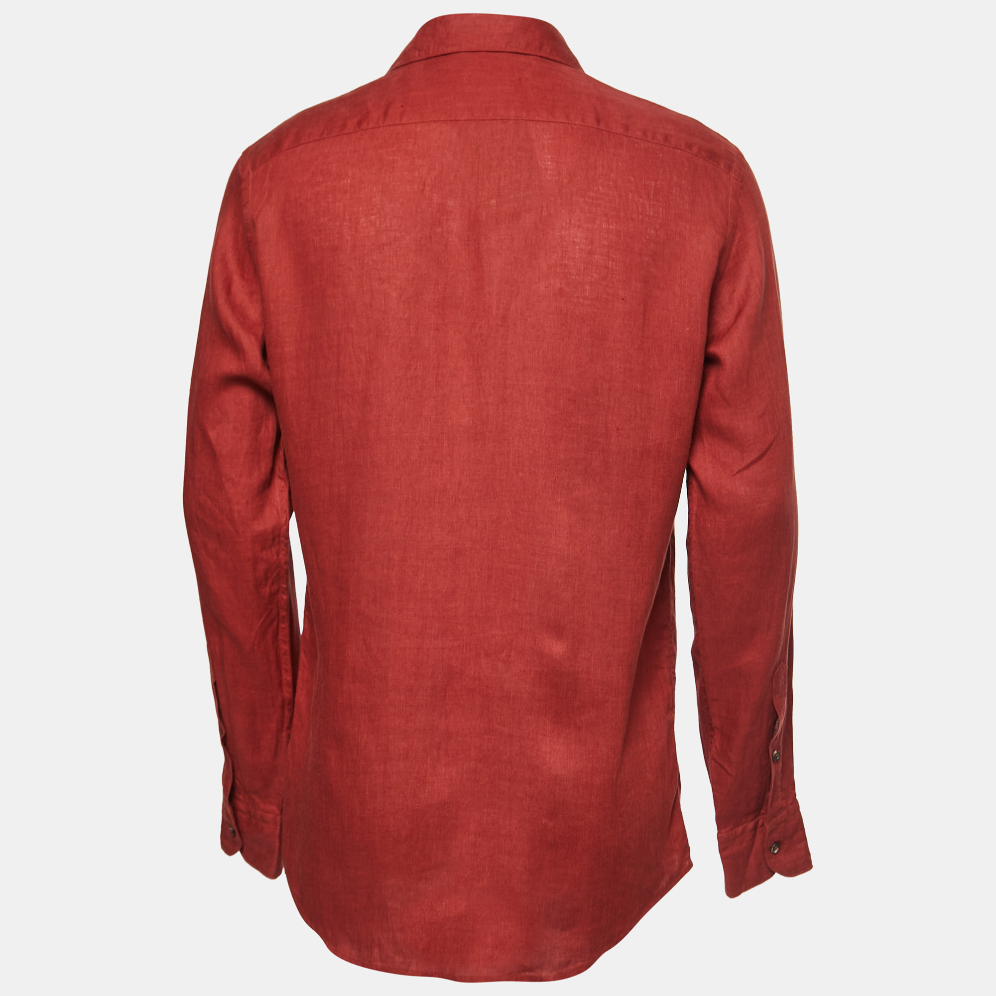 

Ermenegildo Zegna Brick Red Linen Button Front Shirt