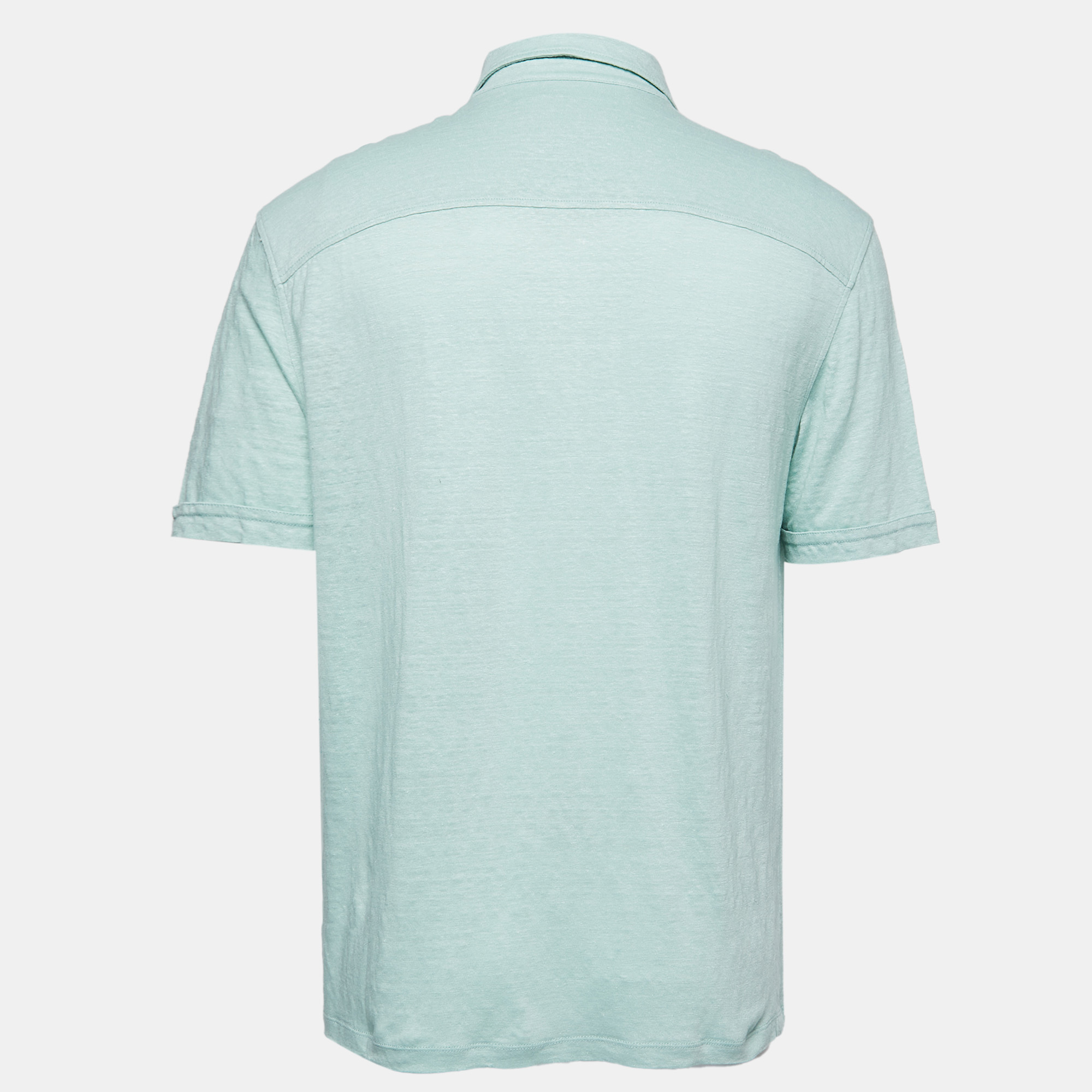 

Ermenegildo Zegna Pale Green Linen Polo T-Shirt