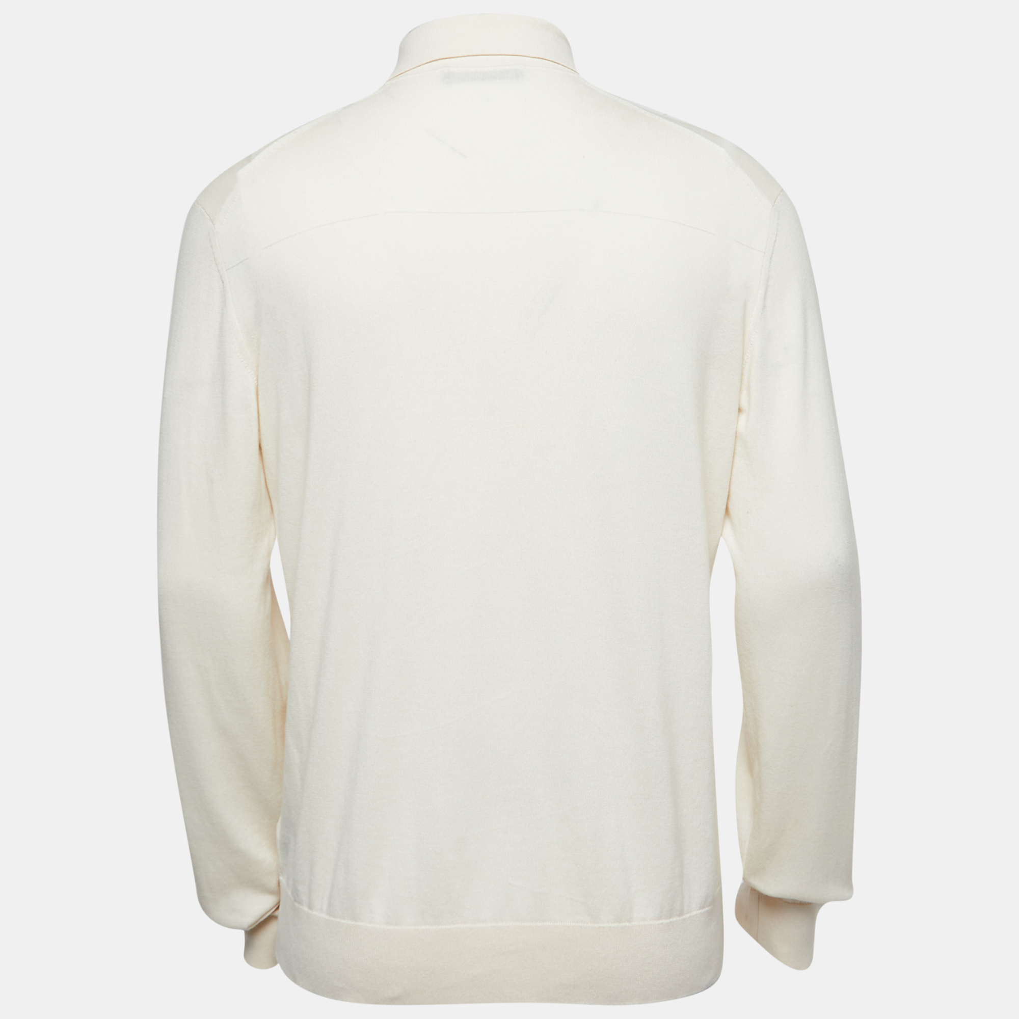 

Ermenegildo Zegna Cream Cashmere Blend Knit Full Sleeve T-Shirt
